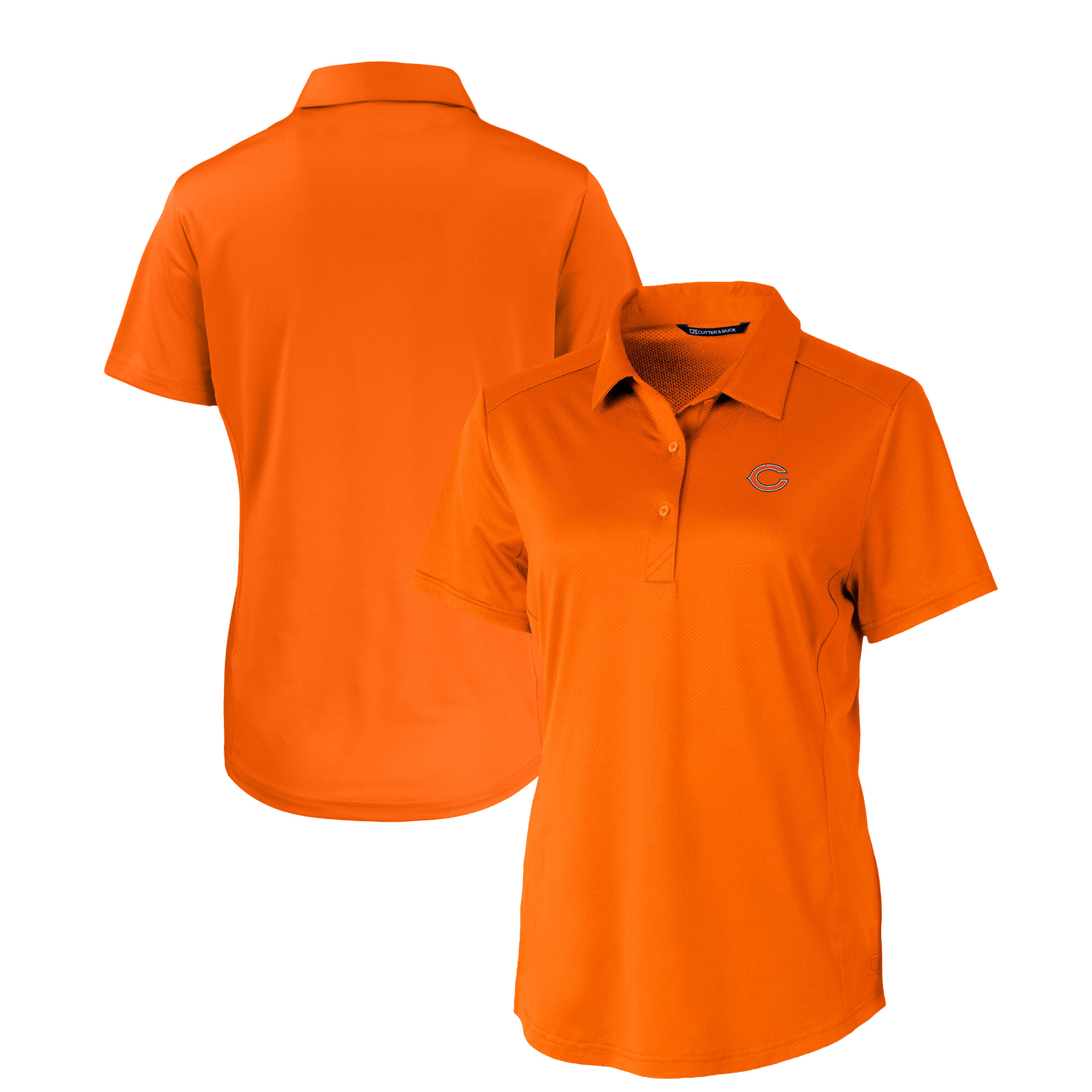Women's Cutter & Buck Orange Chicago Bears Prospect Eco Textured Stretch Recycled Polo
