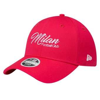 Women's New Era Pink AC Milan Wordmark 9FORTY Adjustable Hat