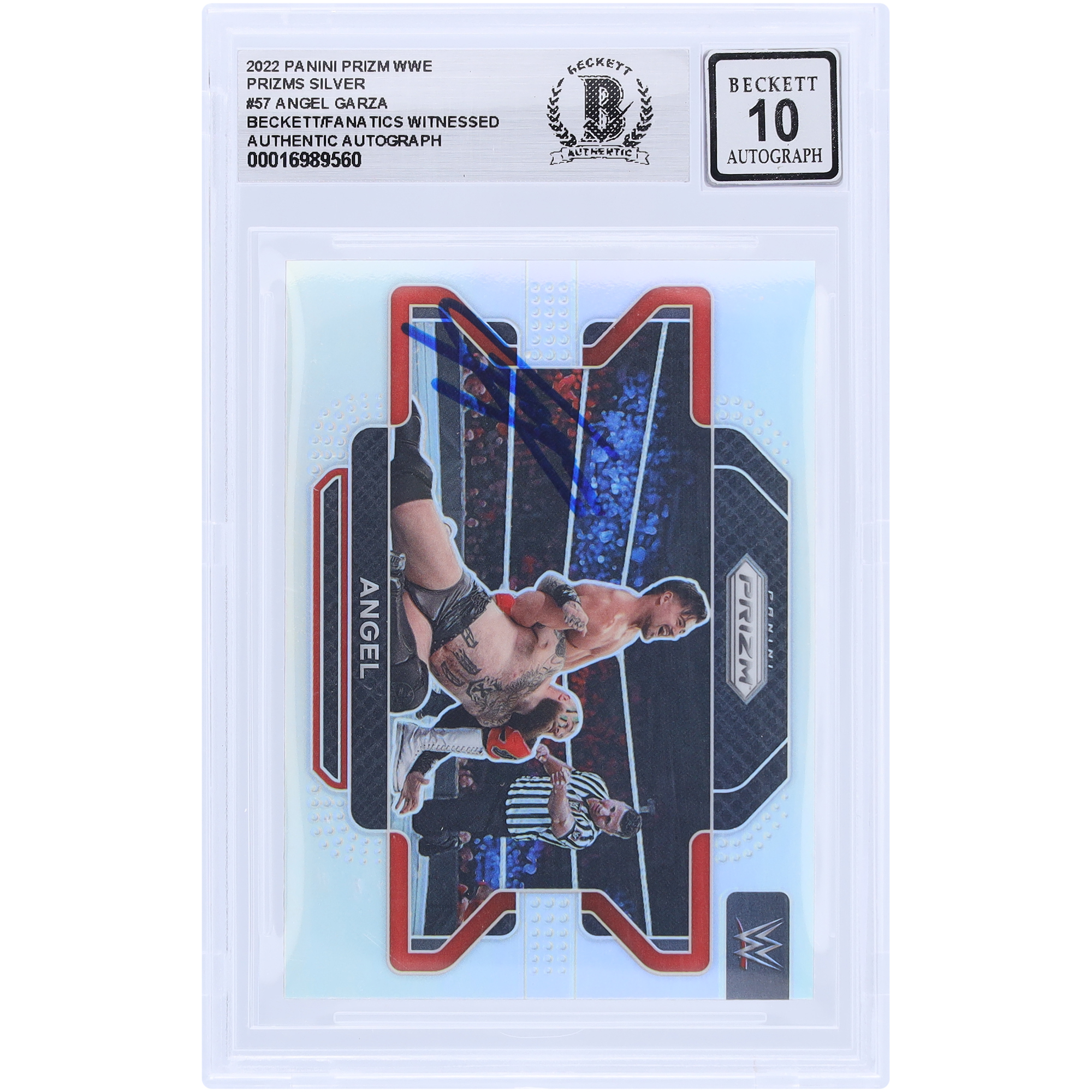 Angel Garza WWE Autographed 2022 Panini Prizm Silver Prizm #57 Beckett Fanatics Witnessed Authenticated 10 Card Angel Garza WWE Autographed 2022 Panini Prizm Silver Prizm #57 Beckett Fanatics Witnessed Authenticated 10 Card