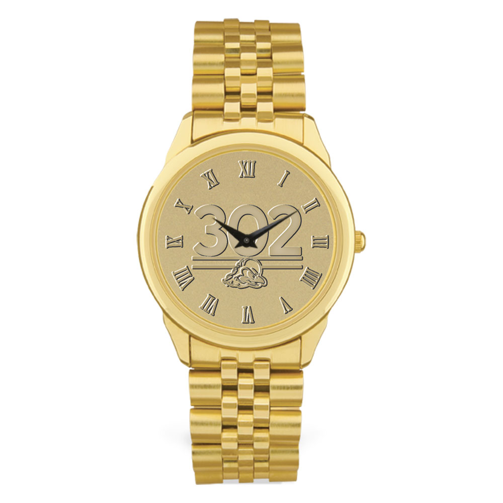 Men's Delaware Fightin' Blue Hens Gold Medallion Rolled Link Bracelet Wristwatch