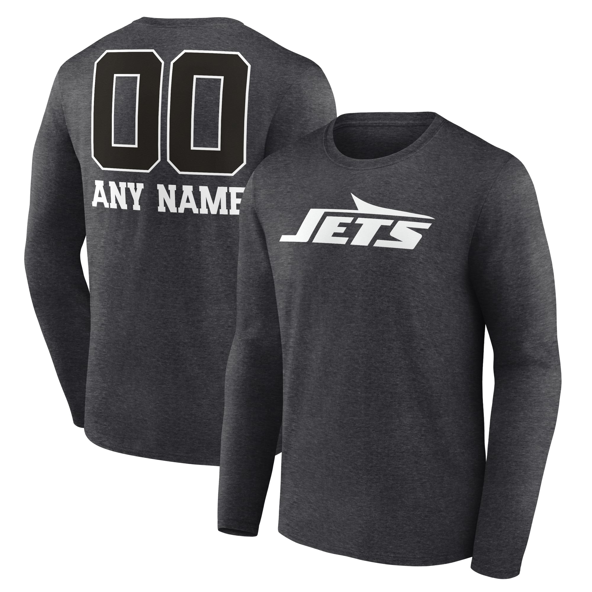 Men’s Charcoal New York Jets Personalized Name & Number Monochrome Long Sleeve T-Shirt Men’s Charcoal New York Jets Personalized Name & Number Monochrome Long Sleeve T-Shirt