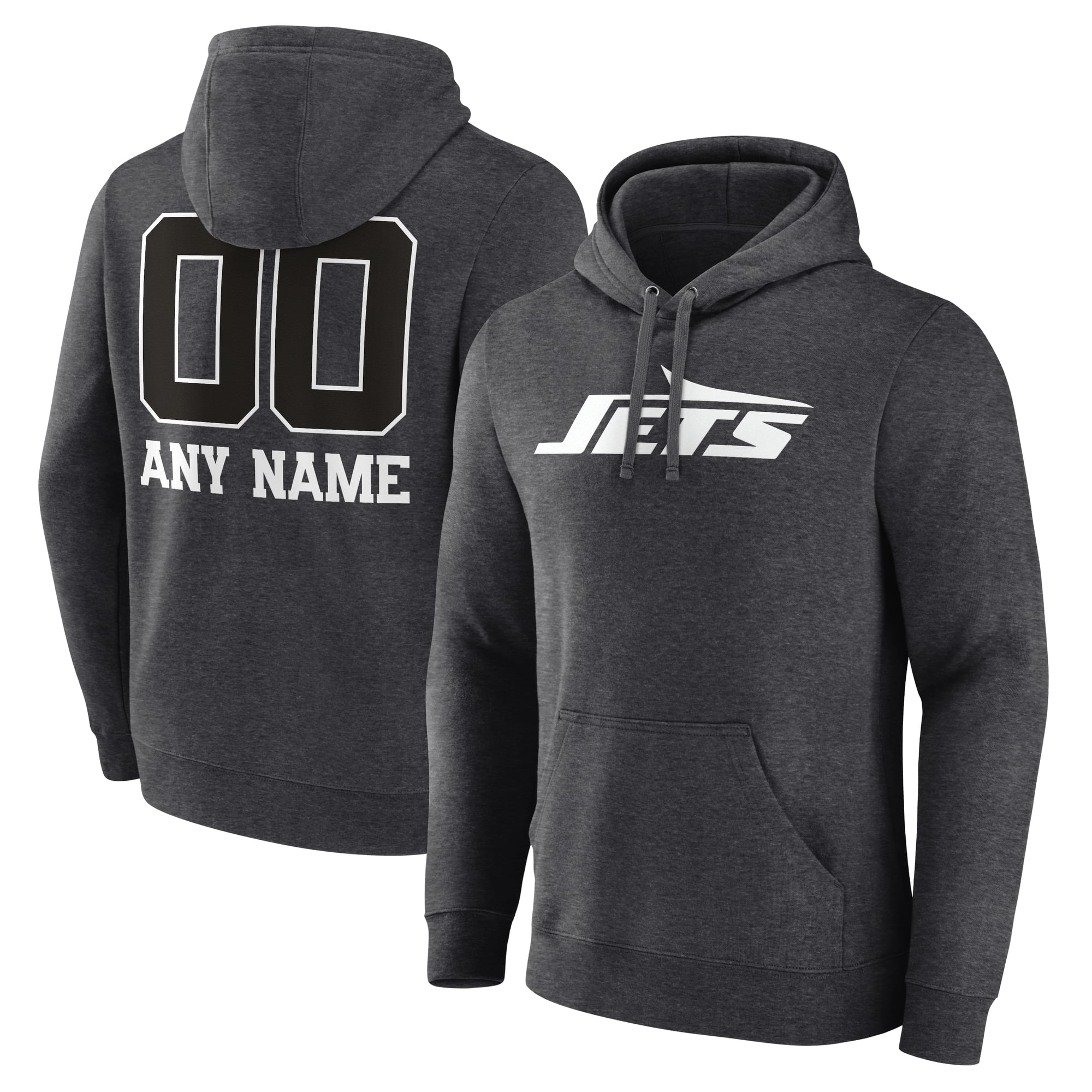 Men’s Charcoal New York Jets Personalized Name & Number Monochrome Pullover Hoodie Men’s Charcoal New York Jets Personalized Name & Number Monochrome Pullover Hoodie