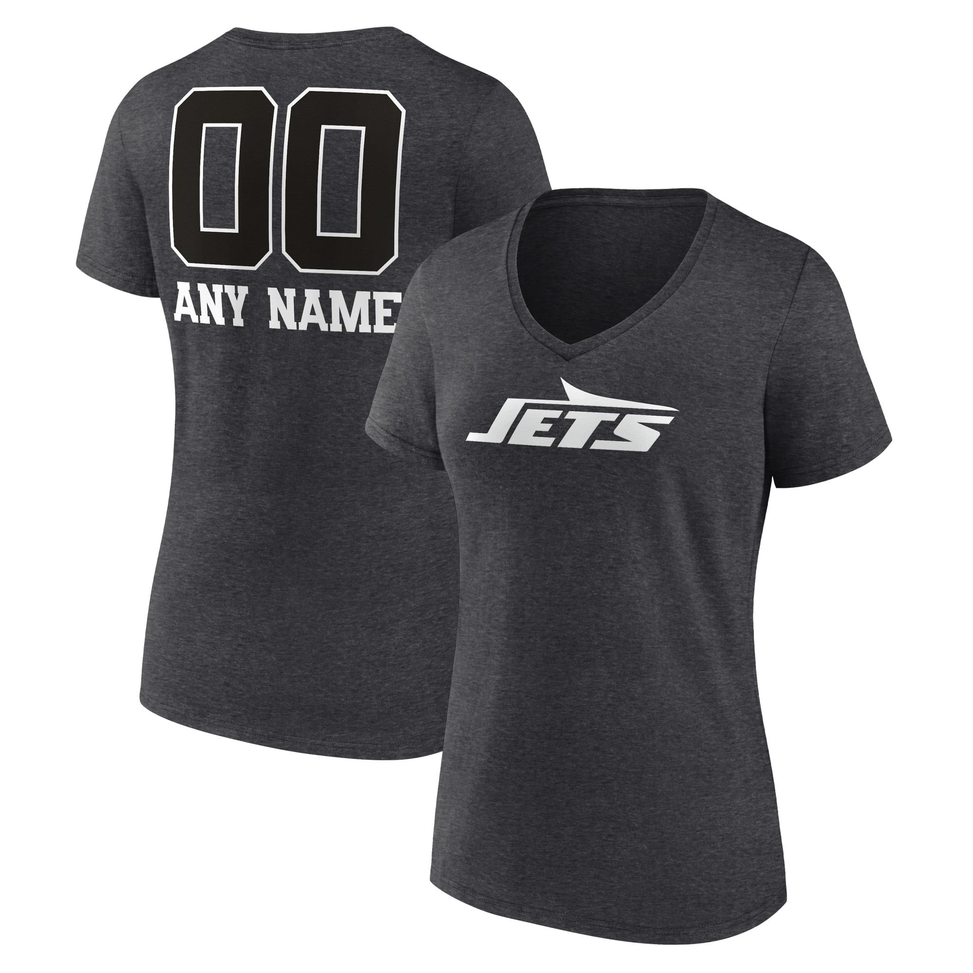 Women’s Charcoal New York Jets Personalized Name & Number Monochrome V-Neck Long Sleeve T-Shirt Women’s Charcoal New York Jets Personalized Name & Number Monochrome V-Neck Long Sleeve T-Shirt
