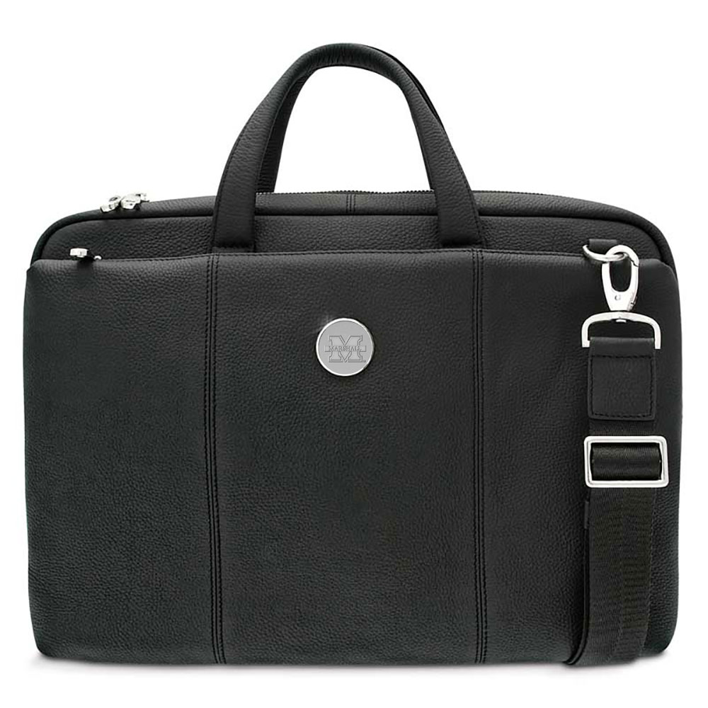 Silver Marshall Thundering Herd Leather Briefcase