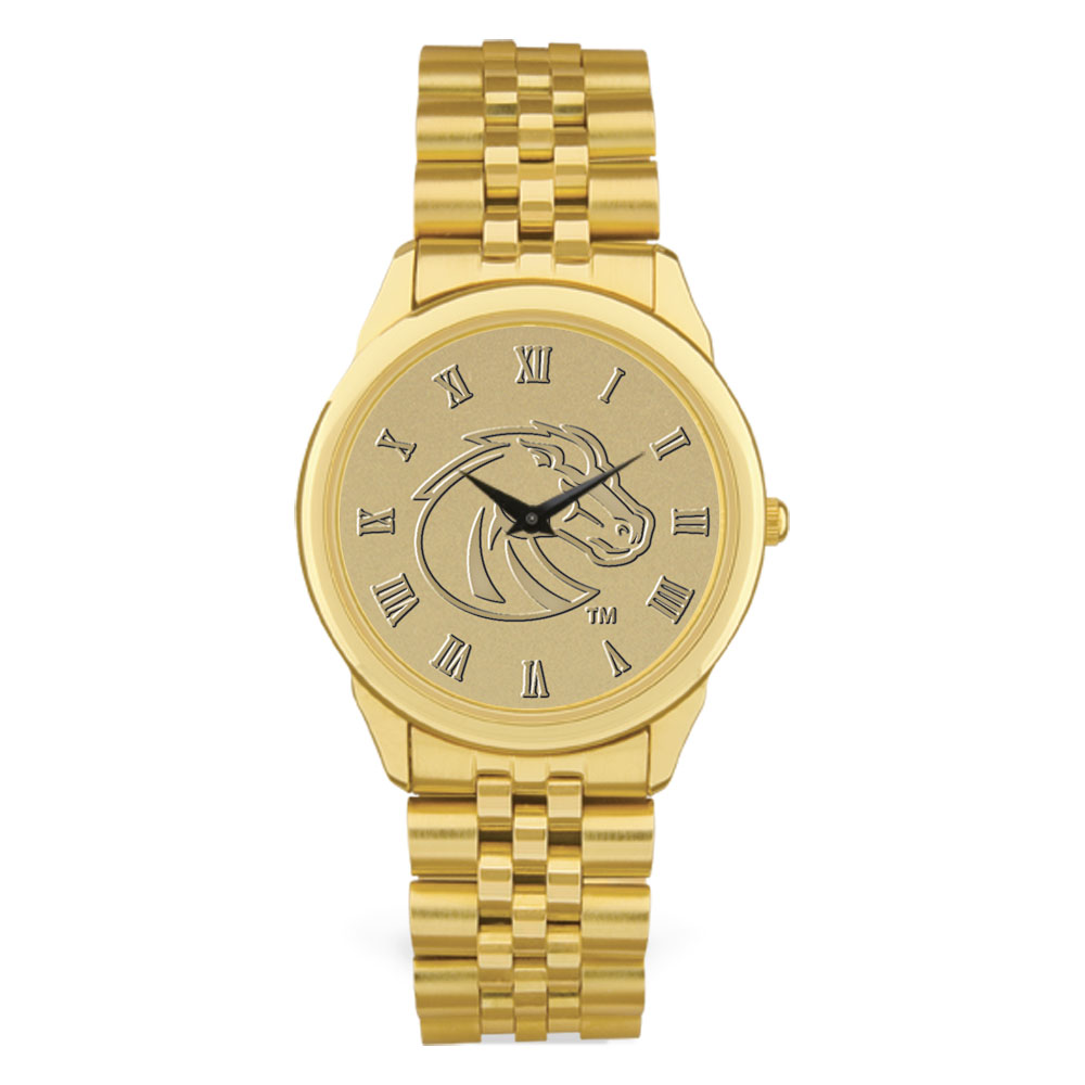 Men's Gold Boise State Broncos Medallion Rolled Link Bracelet Wristwatch