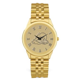 Men's Gold Delaware Fightin' Blue Hens Medallion Rolled Link Bracelet Wristwatch