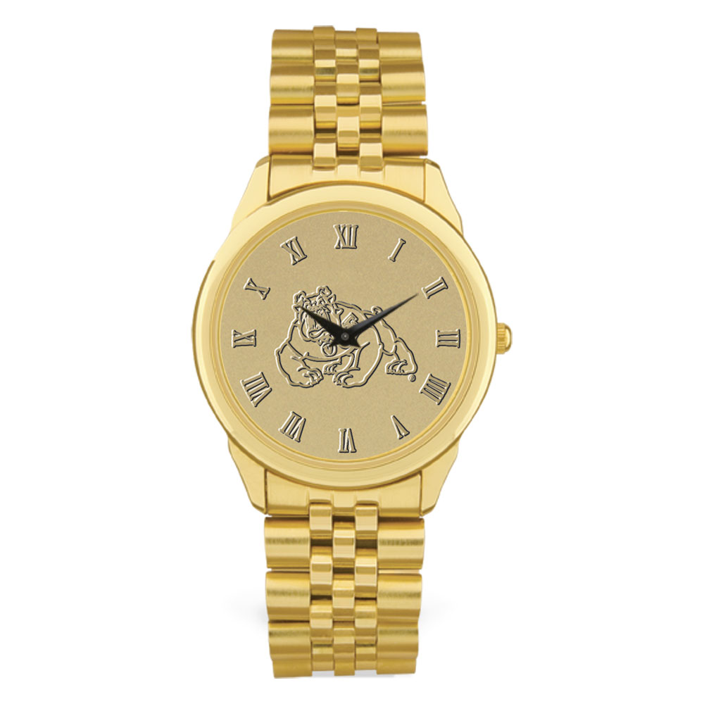 Men's Gold Fresno State Bulldogs Medallion Rolled Link Bracelet Wristwatch