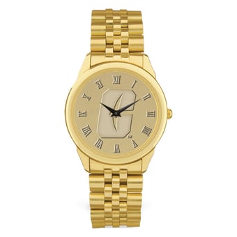 Men's Gold Charlotte 49ers Medallion Rolled Link Bracelet Wristwatch