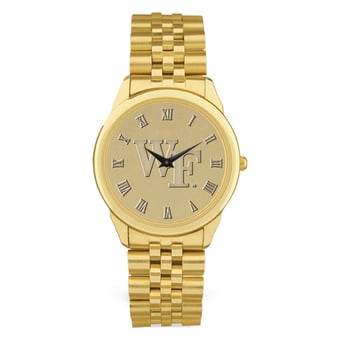 Men's Gold Wake Forest Demon Deacons Medallion Rolled Link Bracelet Wristwatch