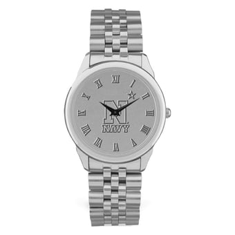 Men's Silver Navy Midshipmen Medallion Rolled Link Bracelet Wristwatch