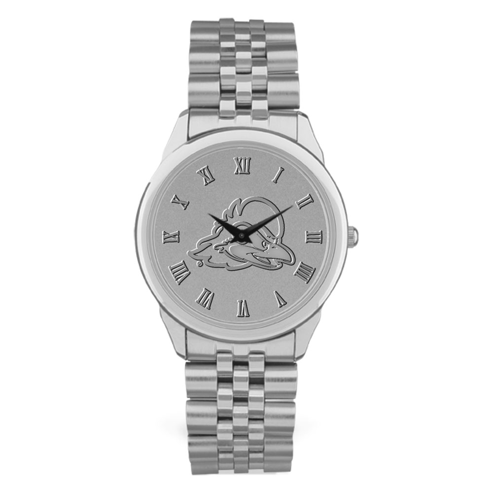 Men's Silver Delaware Fightin' Blue Hens Medallion Rolled Link Bracelet Wristwatch