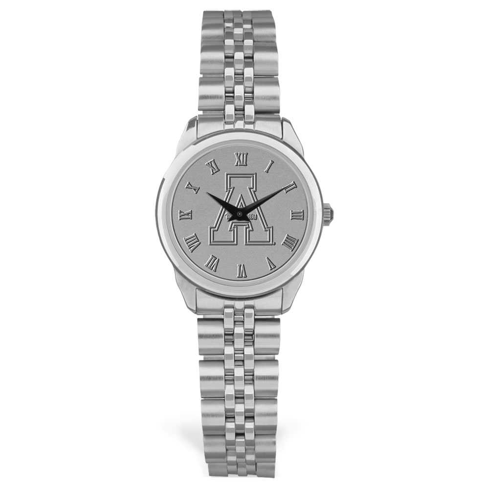 Women's Appalachian State Mountaineers Silver Medallion Rolled Link Bracelet Wristwatch
