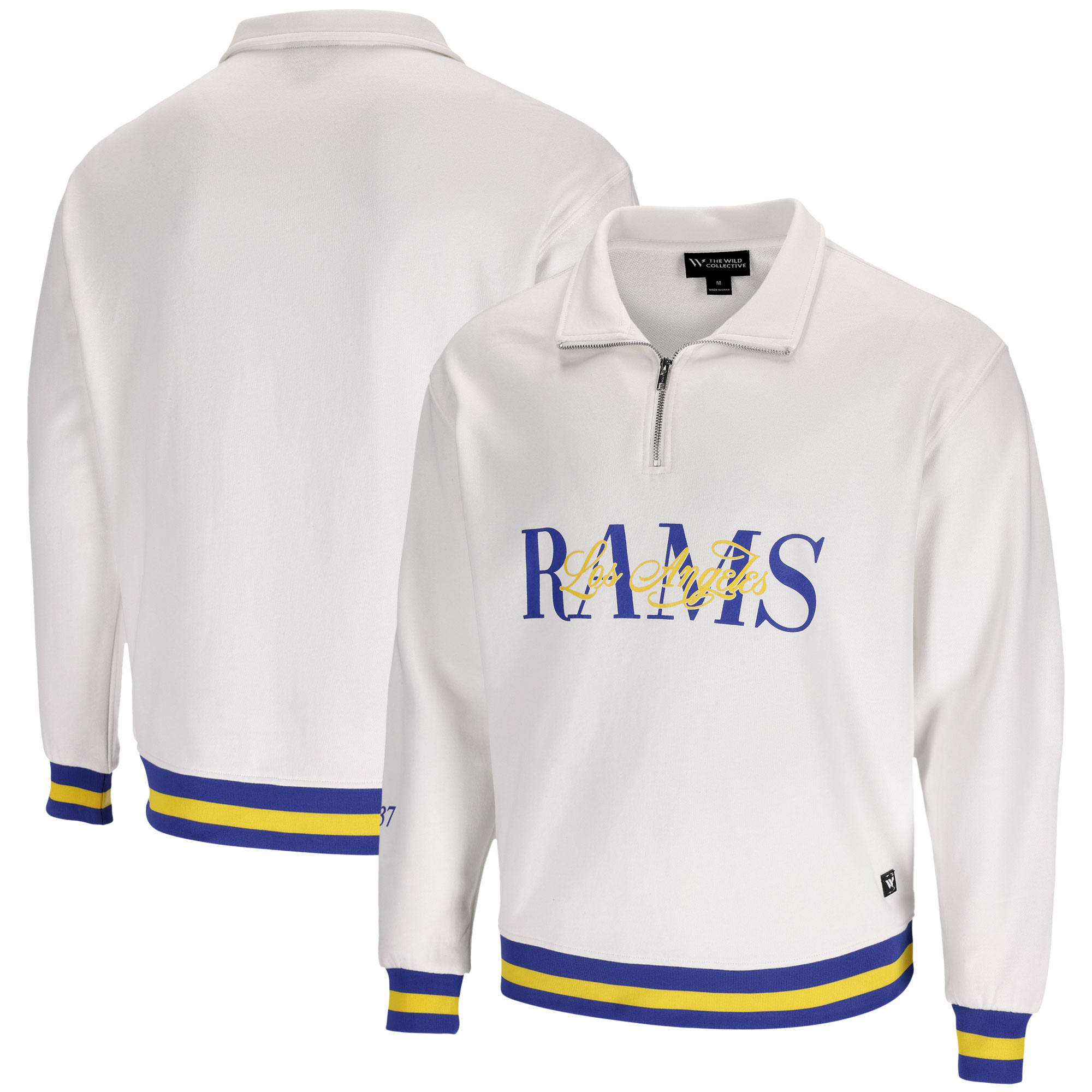 Unisex The Wild Collective White Los Angeles Rams Royal and Sol Collection Quarter-Zip Pullover Top