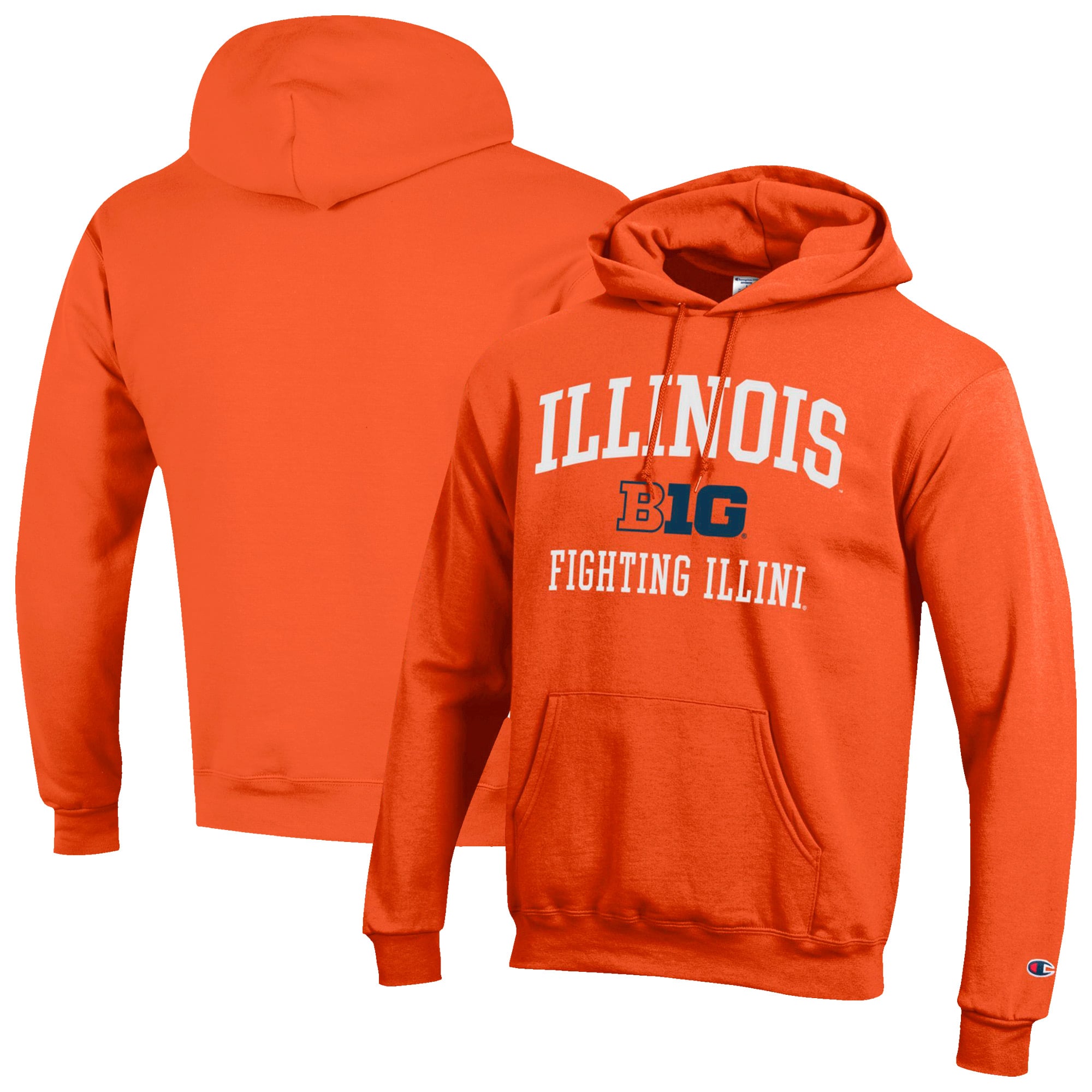Men's Champion Orange Illinois Fighting Illini Big 10 Powerblend Pullover Hoodie