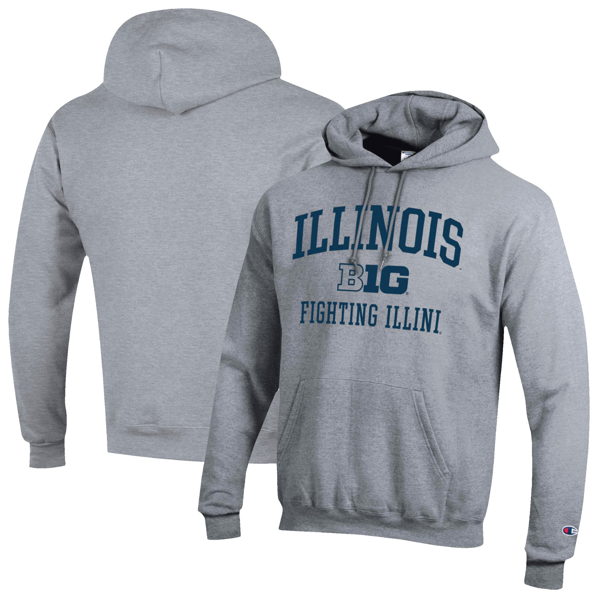 Men's Champion Gray Illinois Fighting Illini Big 10 Powerblend Pullover Hoodie