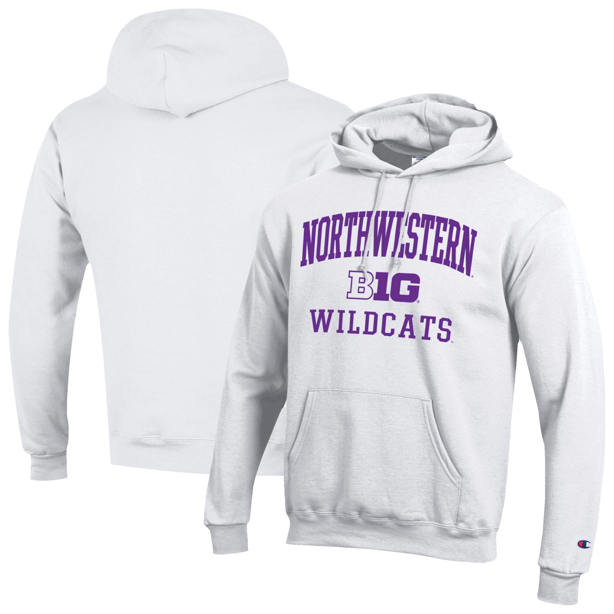 Men's Champion White Northwestern Wildcats Big 10 Powerblend Pullover Hoodie