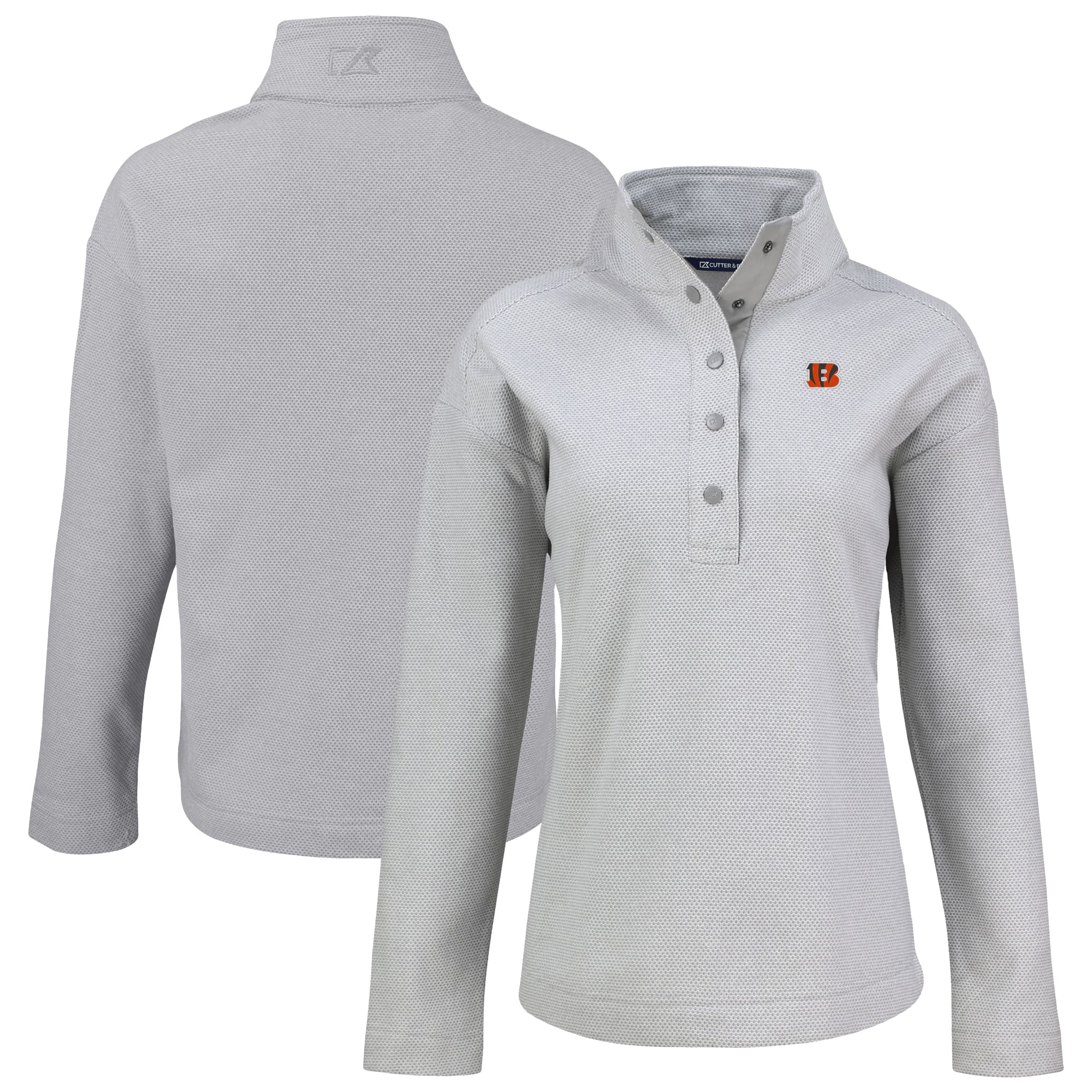 Women’s Cutter & Buck Gray Cincinnati Bengals Hunts Point Eco Half-Snap Sweatshirt Women’s Cutter & Buck Gray Cincinnati Bengals Hunts Point Eco Half-Snap Sweatshirt