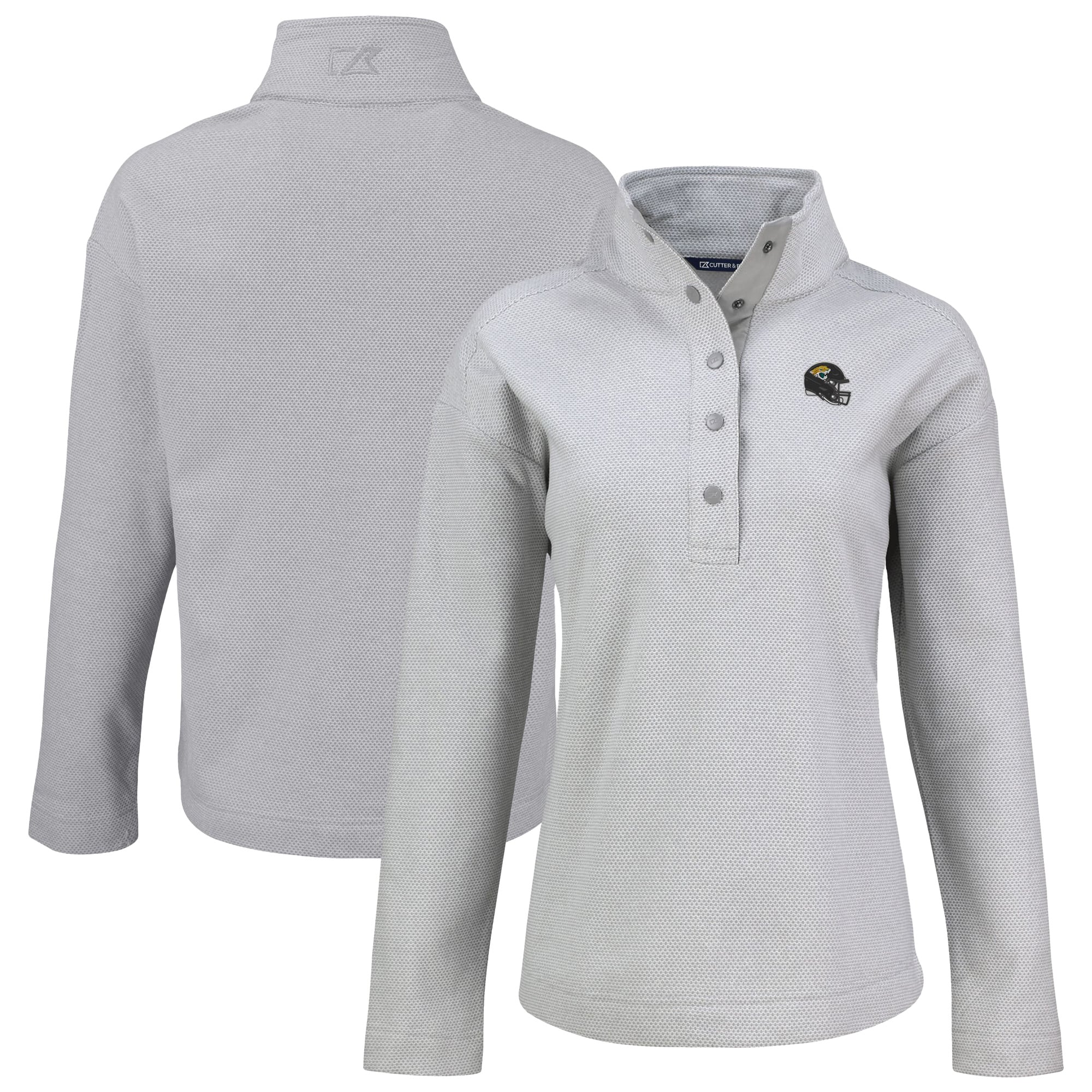 Women’s Cutter & Buck Gray Jacksonville Jaguars Hunts Point Eco Half-Snap Sweatshirt Women’s Cutter & Buck Gray Jacksonville Jaguars Hunts Point Eco Half-Snap Sweatshirt