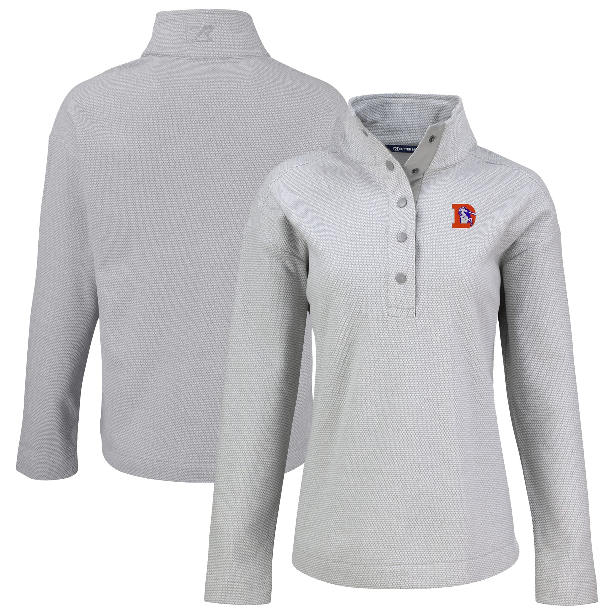 Women’s Cutter & Buck Gray Denver Broncos Hunts Point Eco Half-Snap Sweatshirt Women’s Cutter & Buck Gray Denver Broncos Hunts Point Eco Half-Snap Sweatshirt