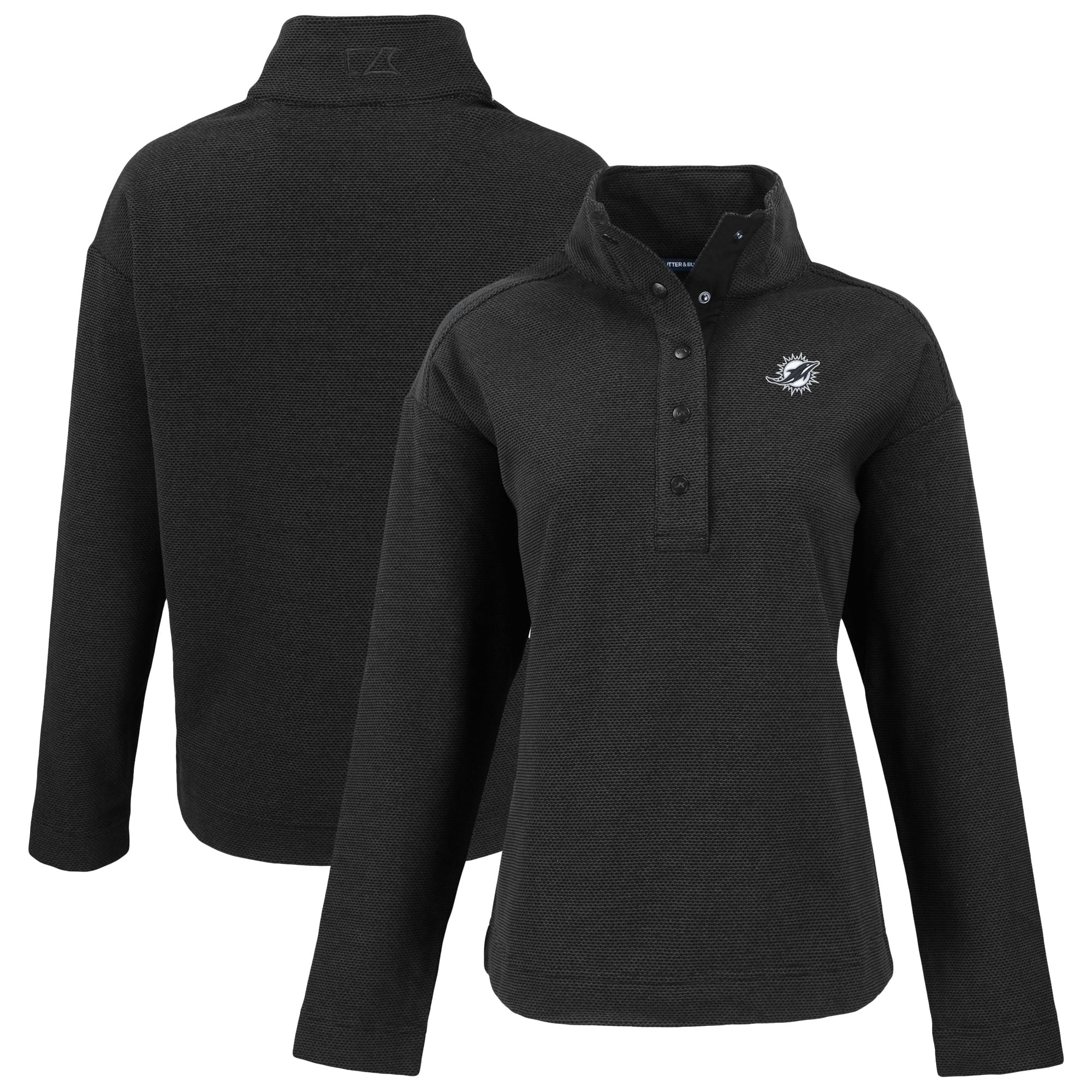 Women’s Cutter & Buck Black Miami Dolphins Hunts Point Eco Half-Snap Sweatshirt Women’s Cutter & Buck Black Miami Dolphins Hunts Point Eco Half-Snap Sweatshirt