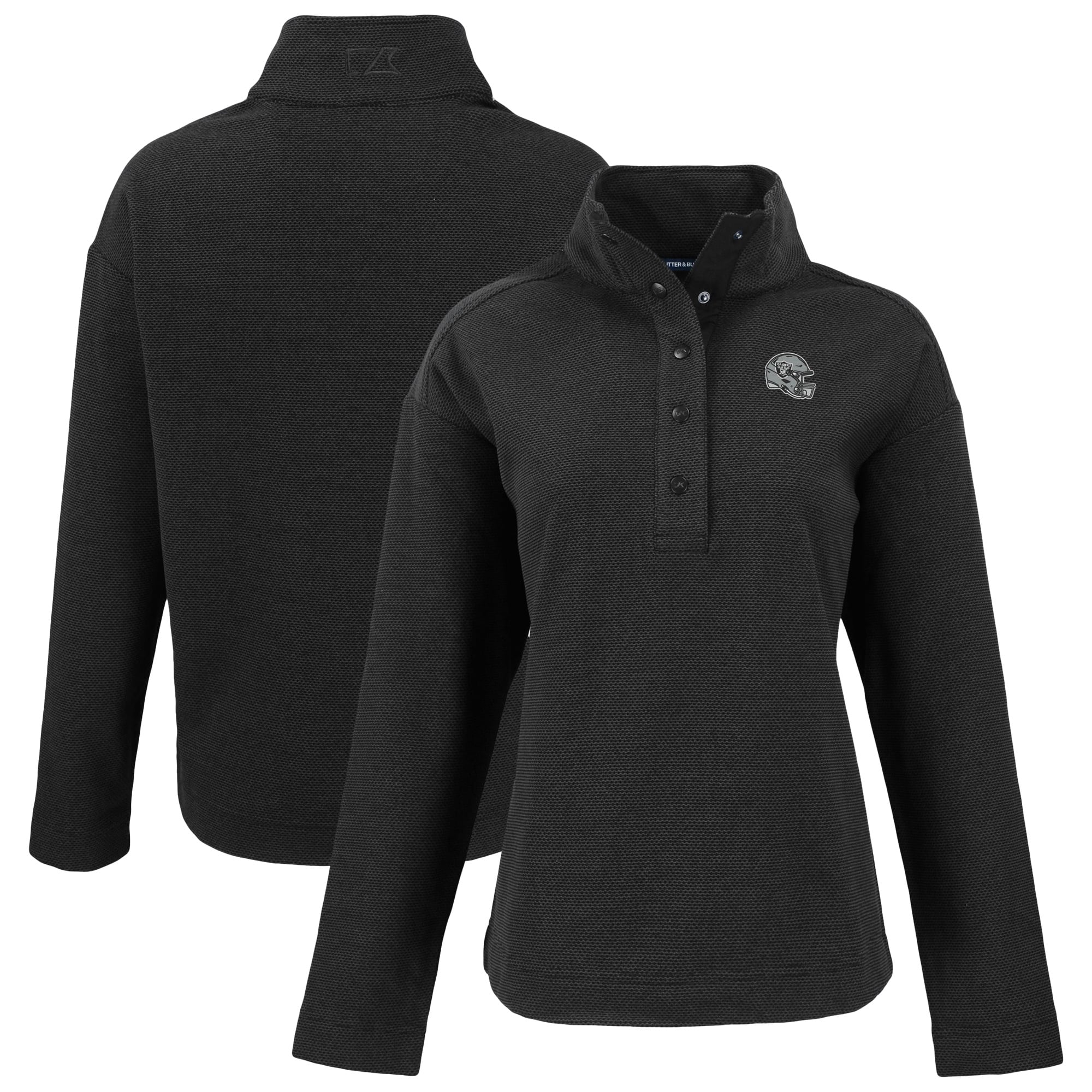 Women’s Cutter & Buck Black Las Vegas Raiders Hunts Point Eco Half-Snap Sweatshirt Women’s Cutter & Buck Black Las Vegas Raiders Hunts Point Eco Half-Snap Sweatshirt