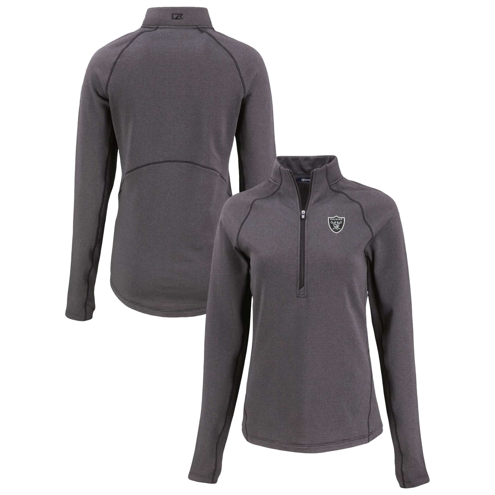 Women’s Cutter & Buck Heather Black Las Vegas Raiders Peshastin Eco Fleece Recycled Tri-Blend Raglan Half-Zip Jacket Women’s Cutter & Buck Heather Black Las Vegas Raiders Peshastin Eco Fleece Recycled Tri-Blend Raglan Half-Zip Jacket