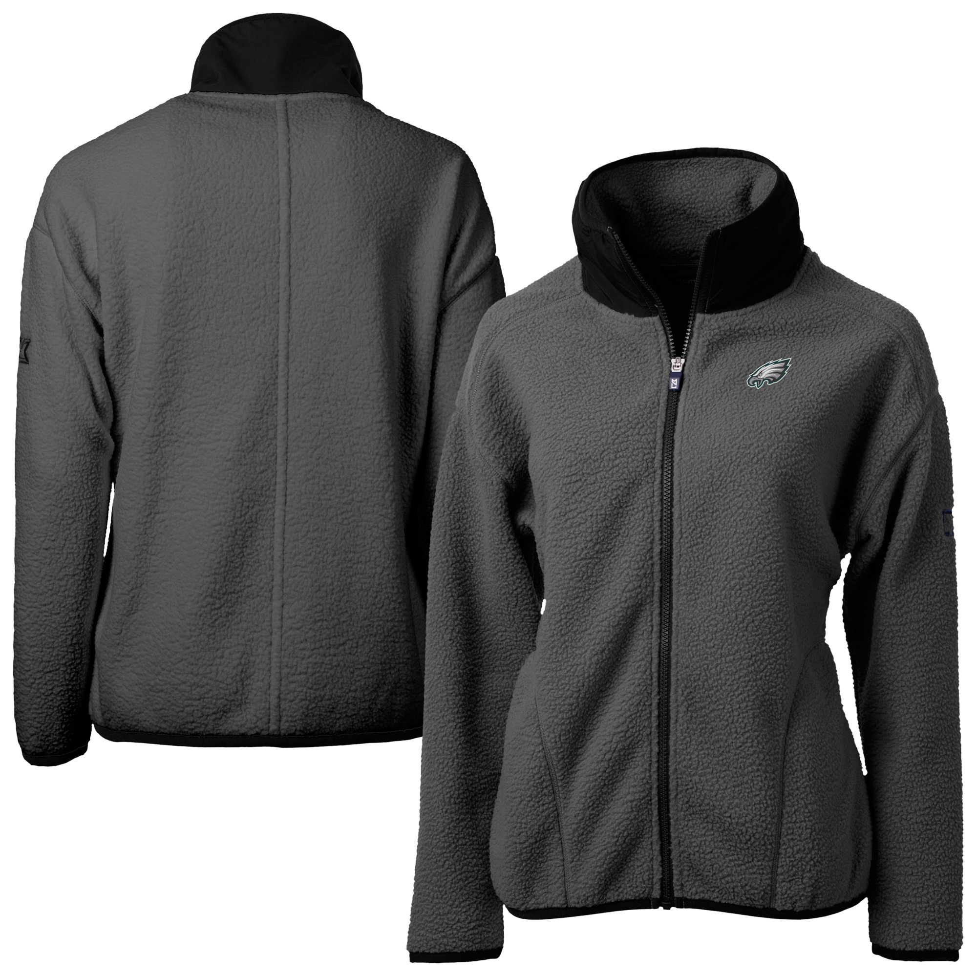 Women's Cutter & Buck Charcoal Philadelphia Eagles Cascade Eco Sherpa Fleece Full-Zip Jacket