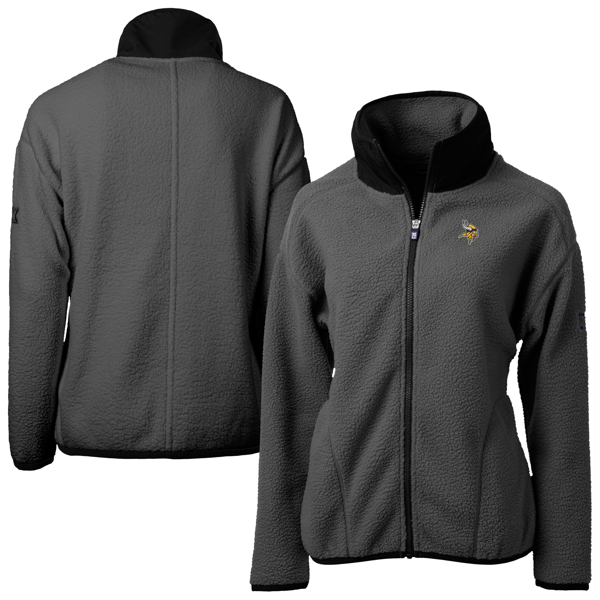 Women's Cutter & Buck Charcoal Minnesota Vikings Cascade Eco Sherpa Fleece Full-Zip Jacket
