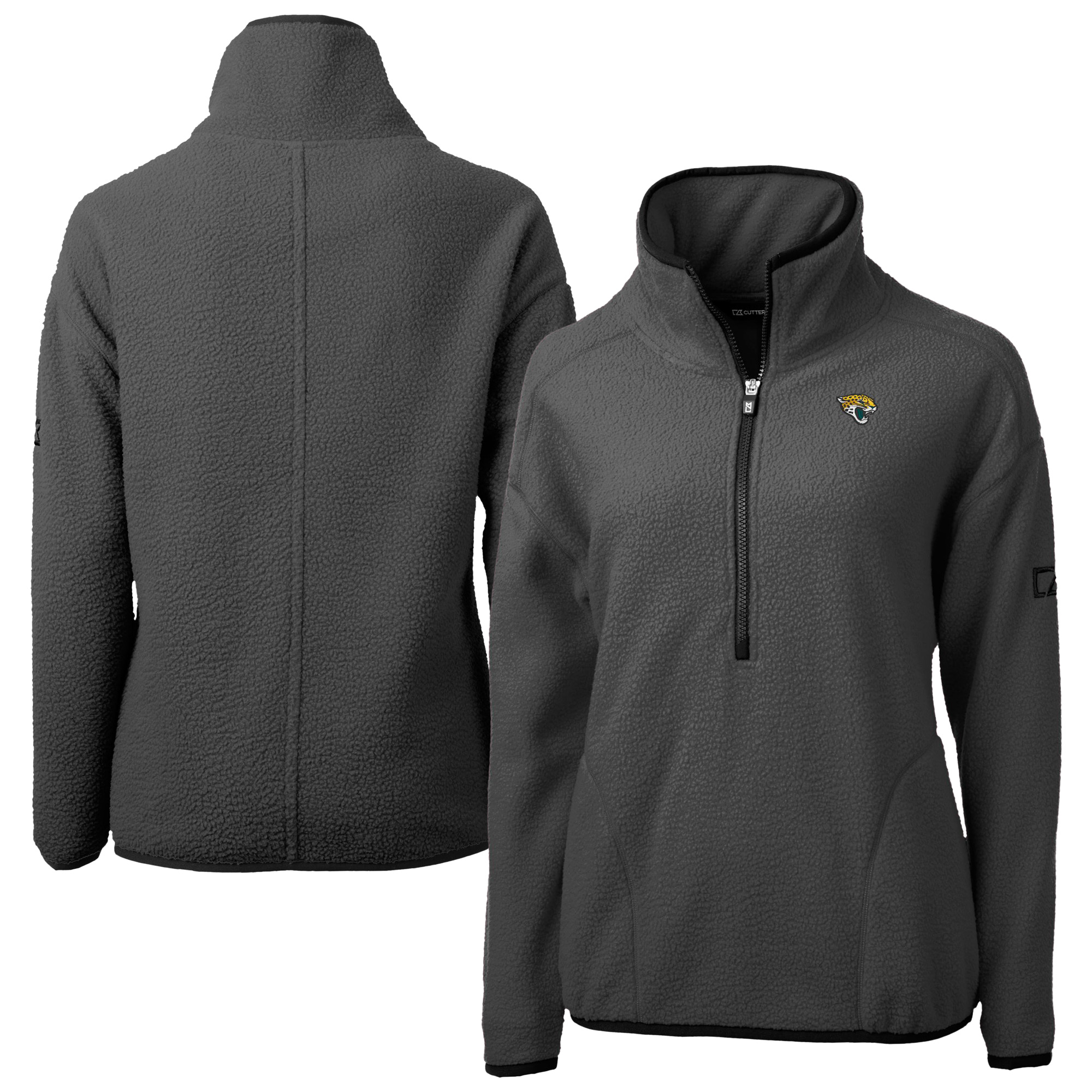 Women's Cutter & Buck Charcoal Jacksonville Jaguars Cascade Eco Sherpa Fleece Half-Zip Jacket