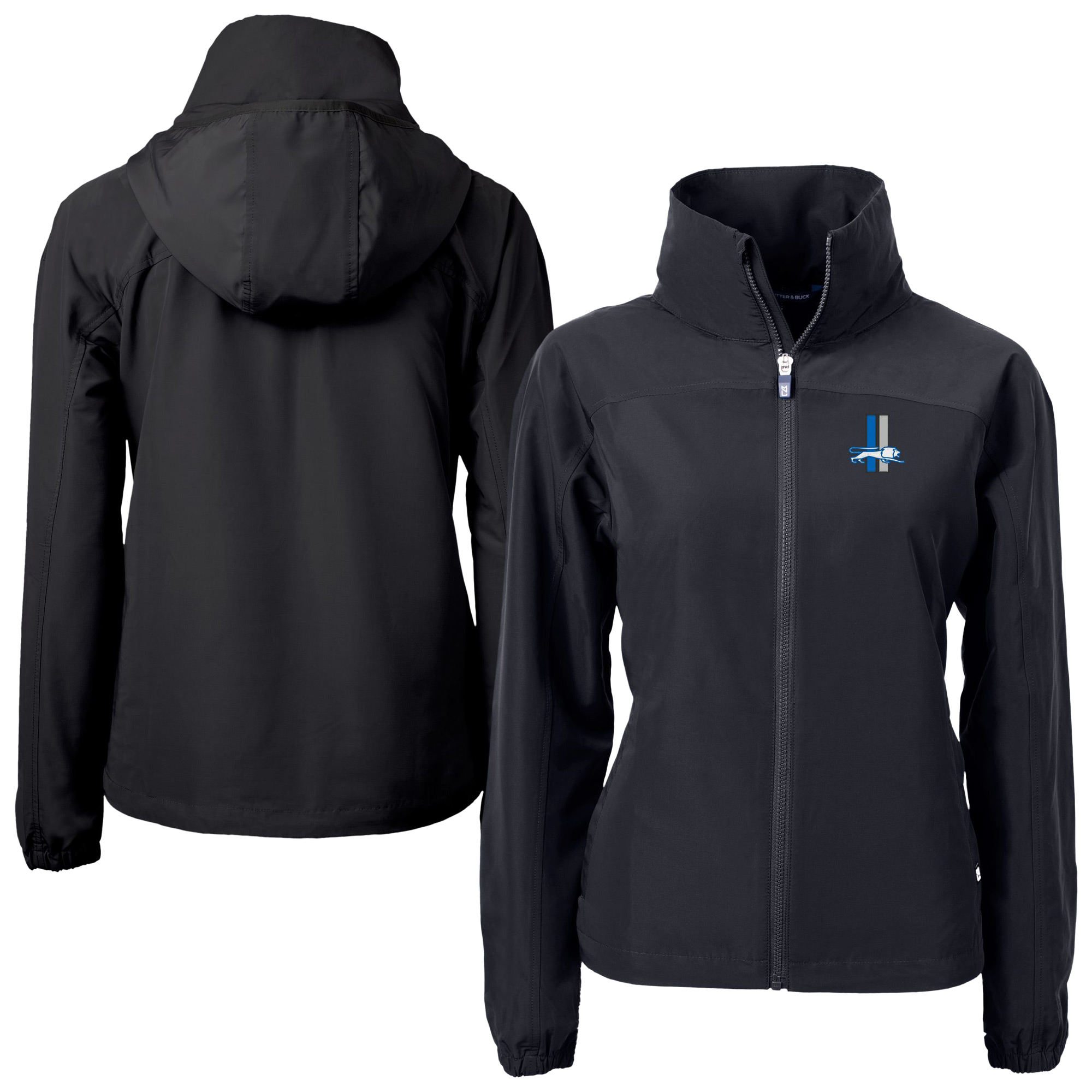 Women's Cutter & Buck Black Detroit Lions Historic Charter Eco Recycled Full-Zip Jacket