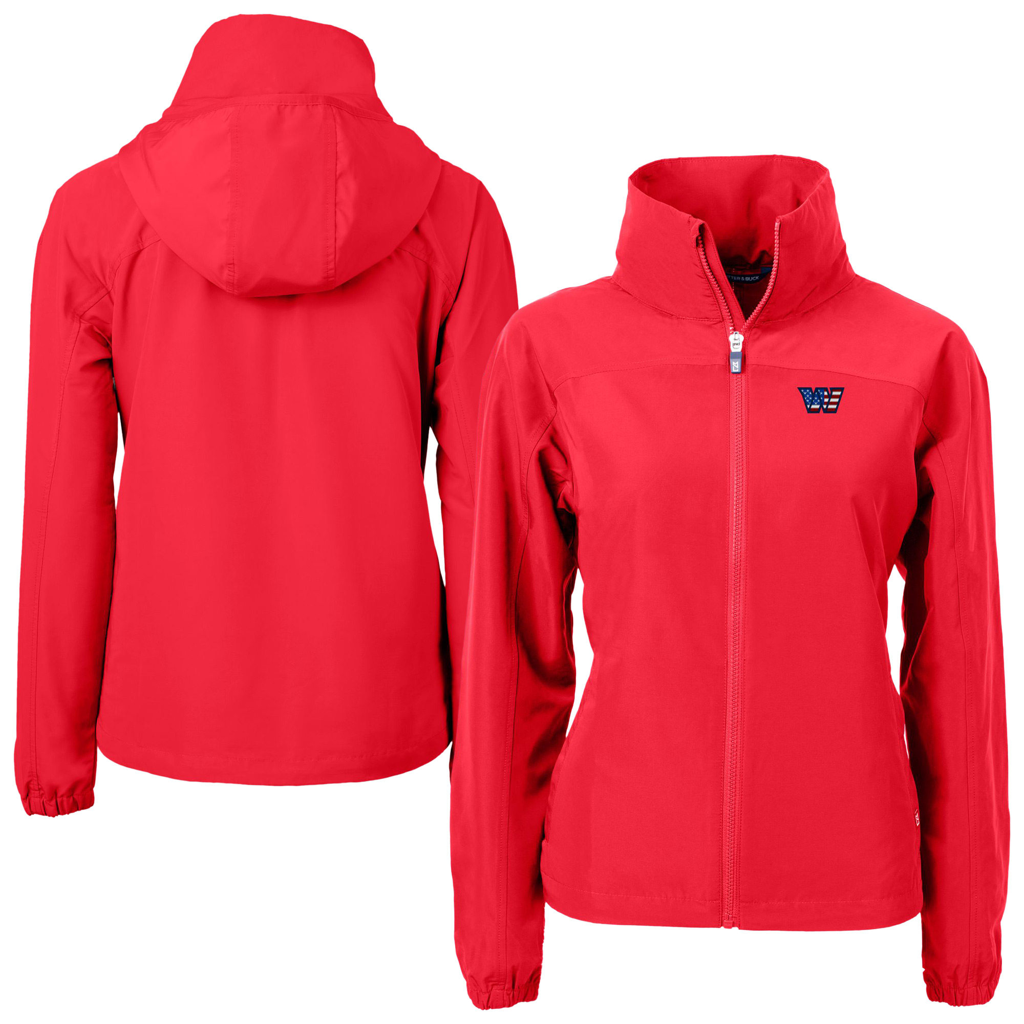 Women's Cutter & Buck Red Washington Commanders Charter Eco Recycled Full-Zip Jacket