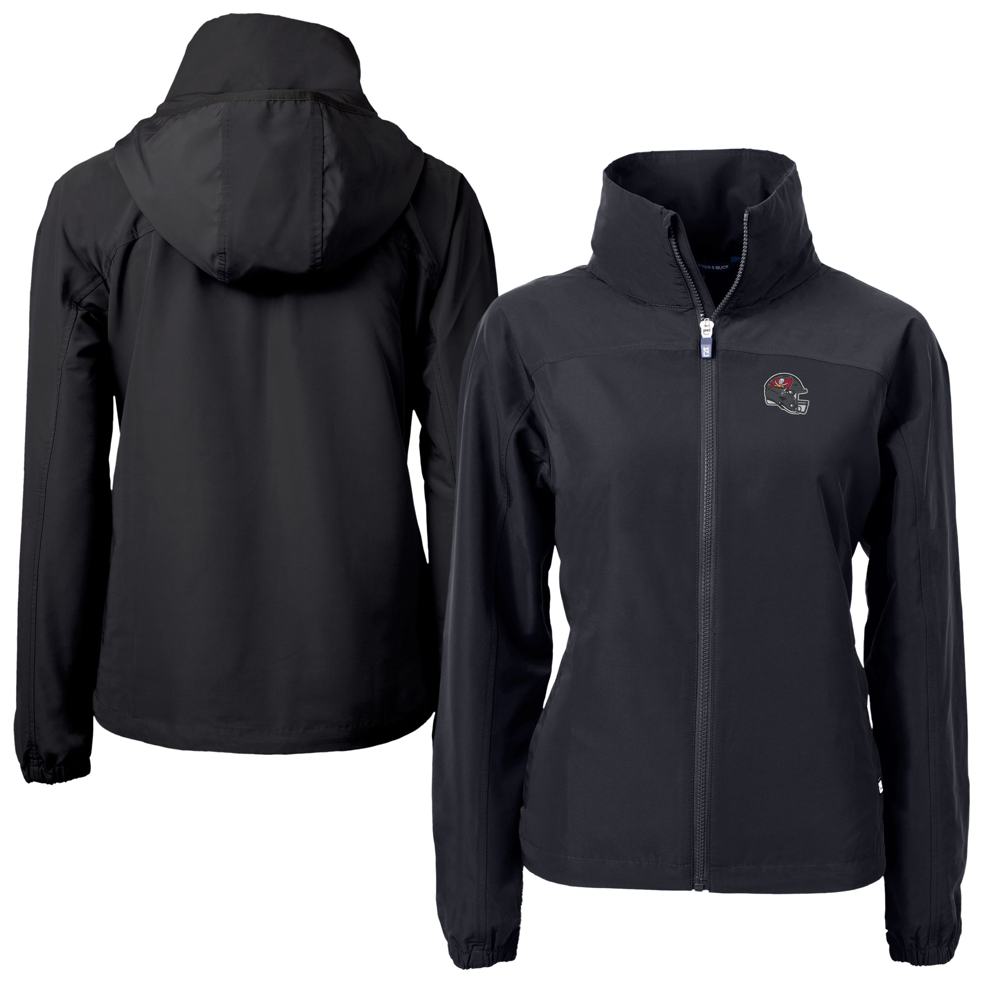 Women's Cutter & Buck Black Tampa Bay Buccaneers Helmet Charter Eco Recycled Full-Zip Jacket