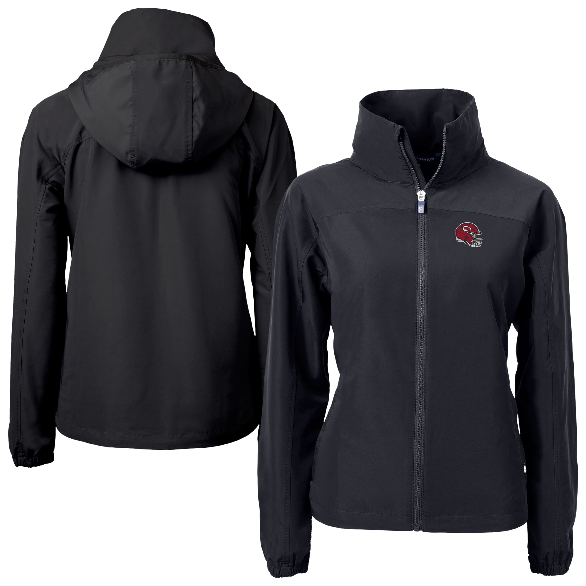 Women's Cutter & Buck Black Kansas City Chiefs Helmet Charter Eco Recycled Full-Zip Jacket