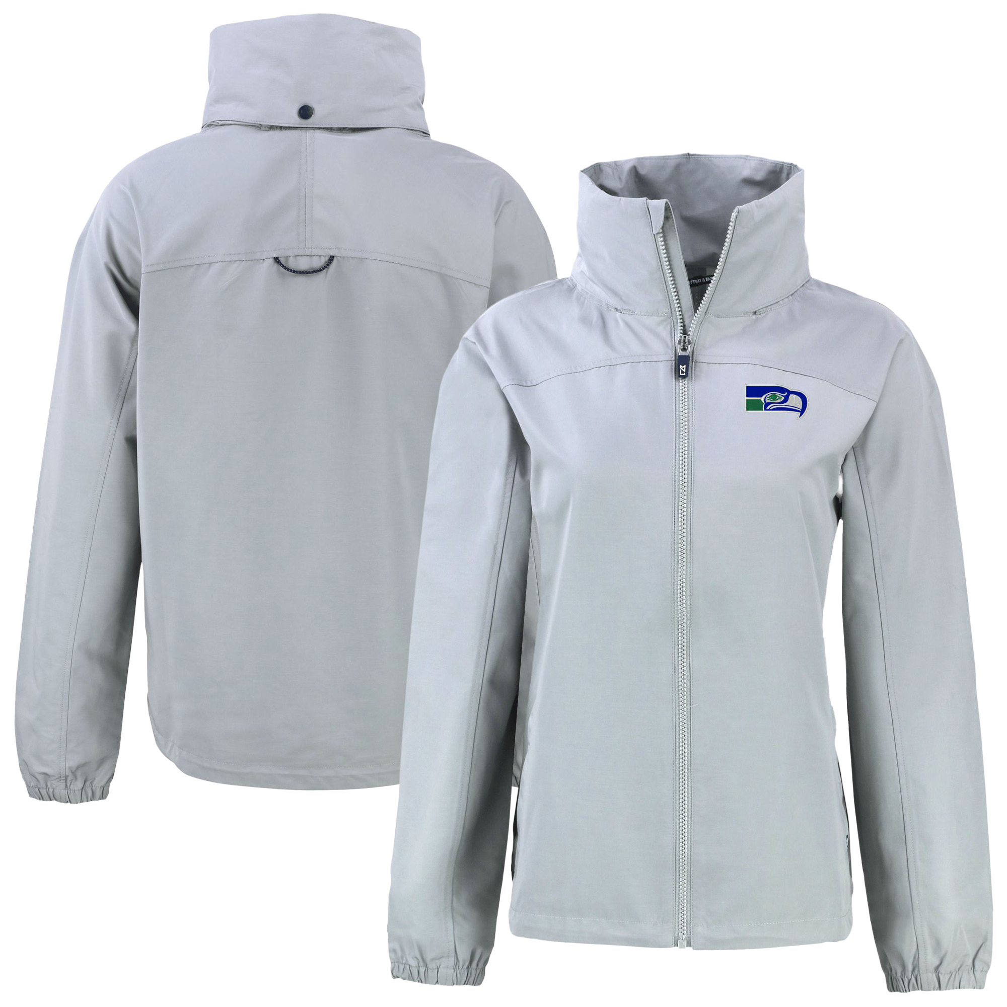 Women's Cutter & Buck Gray Seattle Seahawks Historic Charter Eco Recycled Full-Zip Jacket