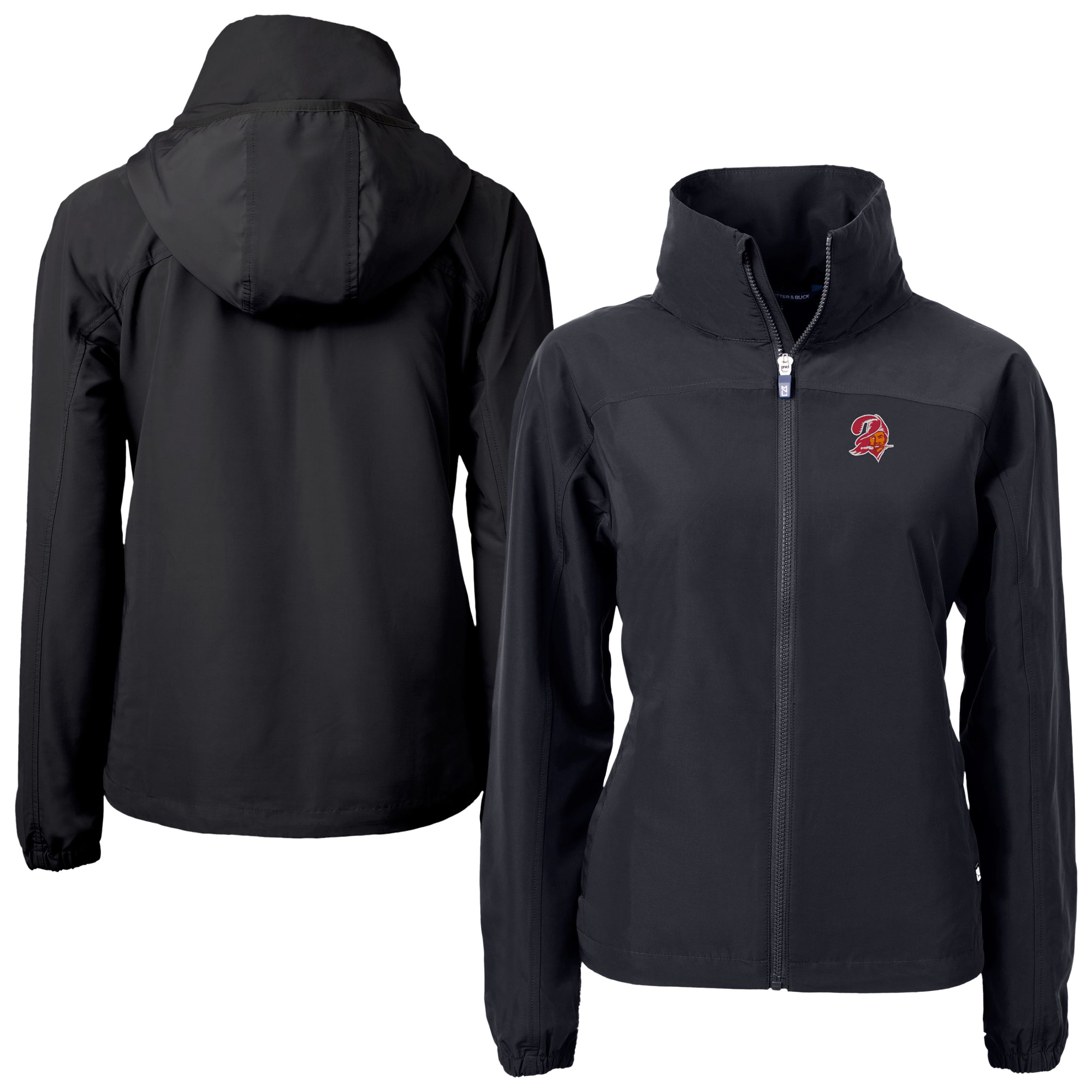 Women's Cutter & Buck Black Tampa Bay Buccaneers Historic Charter Eco Recycled Full-Zip Jacket