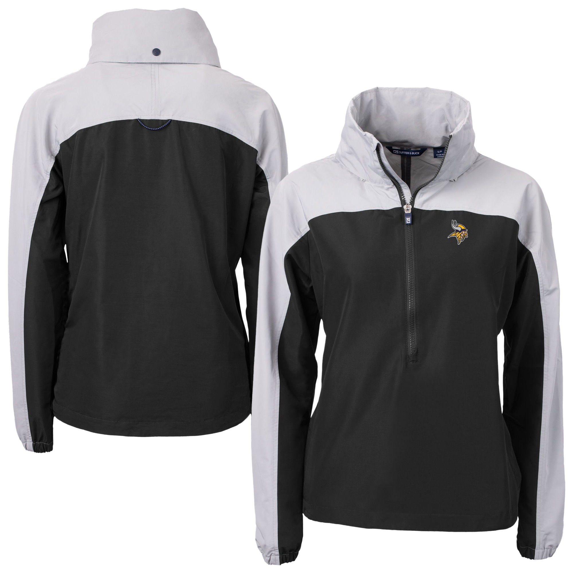 Women’s Cutter & Buck Black Minnesota Vikings Charter Eco Recycled Half-Zip Hooded Anorak Jacket Women’s Cutter & Buck Black Minnesota Vikings Charter Eco Recycled Half-Zip Hooded Anorak Jacket