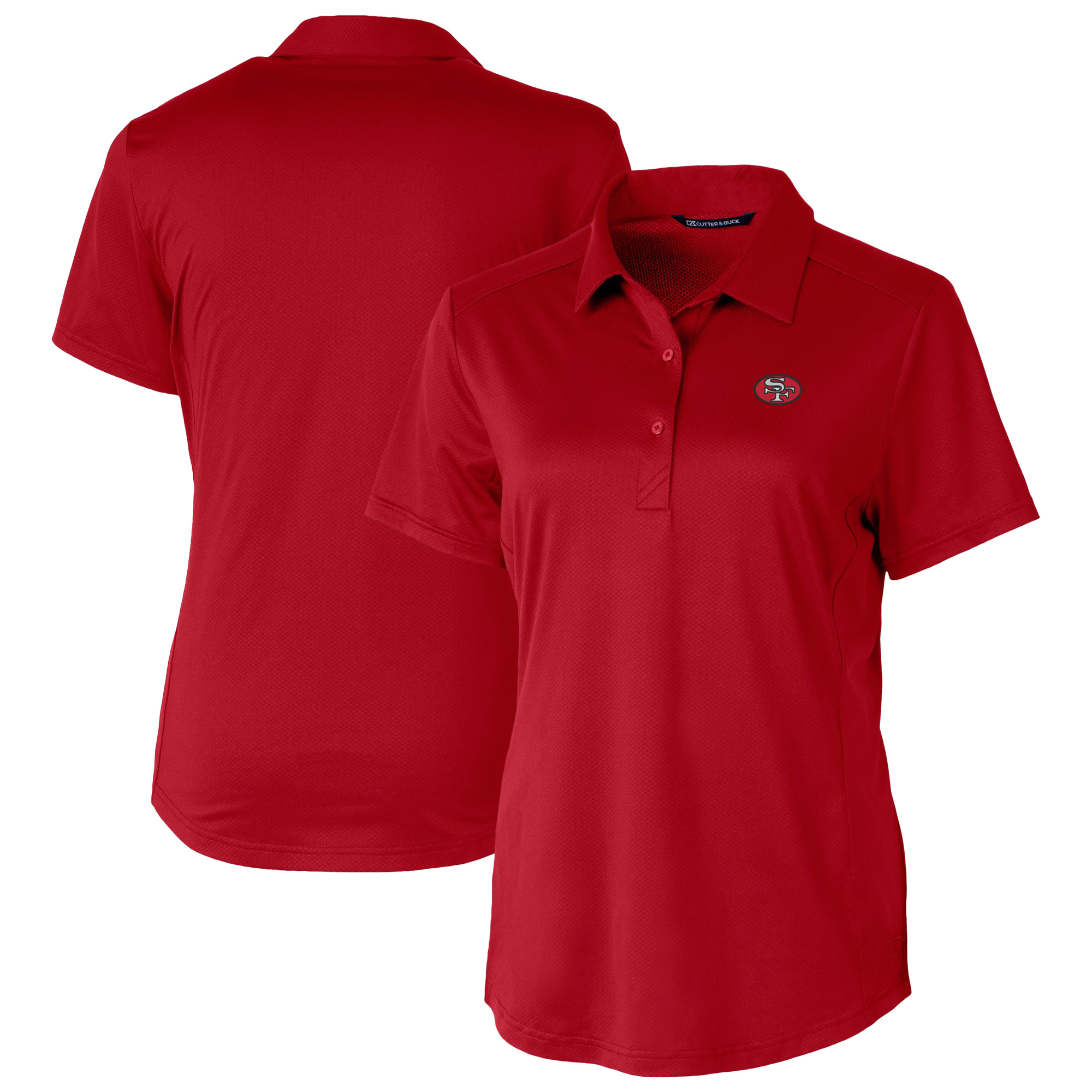 Women's Cutter & Buck Red San Francisco 49ers Prospect Eco Textured Stretch Recycled Polo