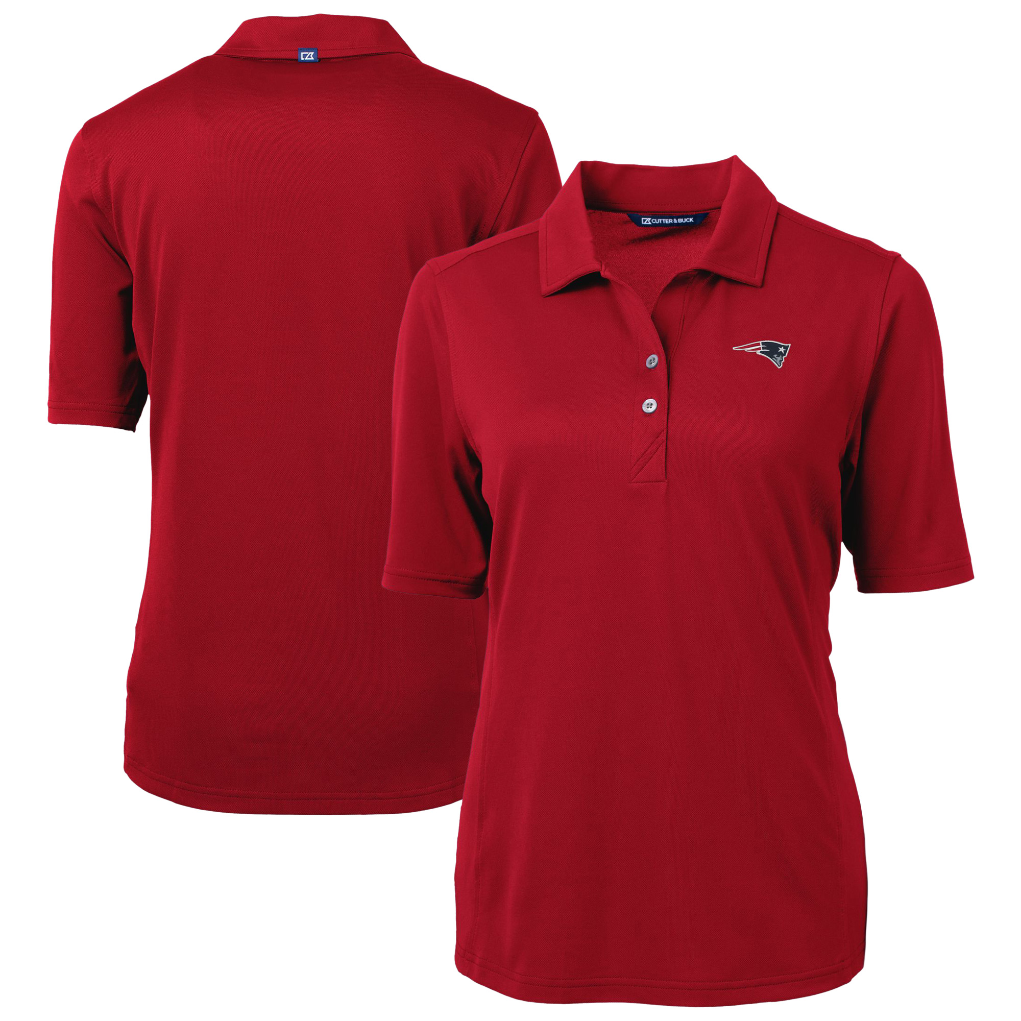 Women's Cutter & Buck Red New England Patriots Virtue Eco Pique Recycled DryTec Polo