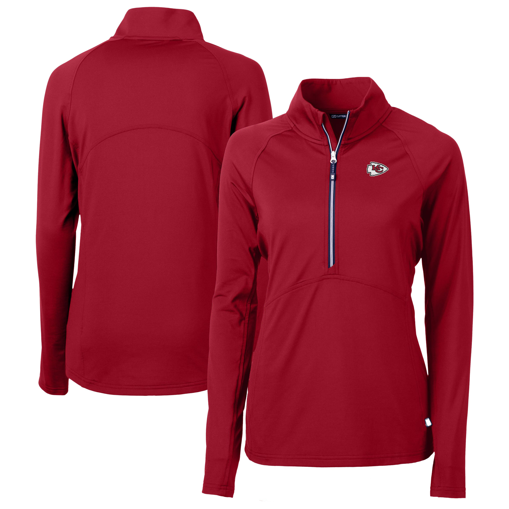 Women's Cutter & Buck Red Kansas City Chiefs Adapt Eco Knit Stretch Recycled Raglan Half-Zip Top