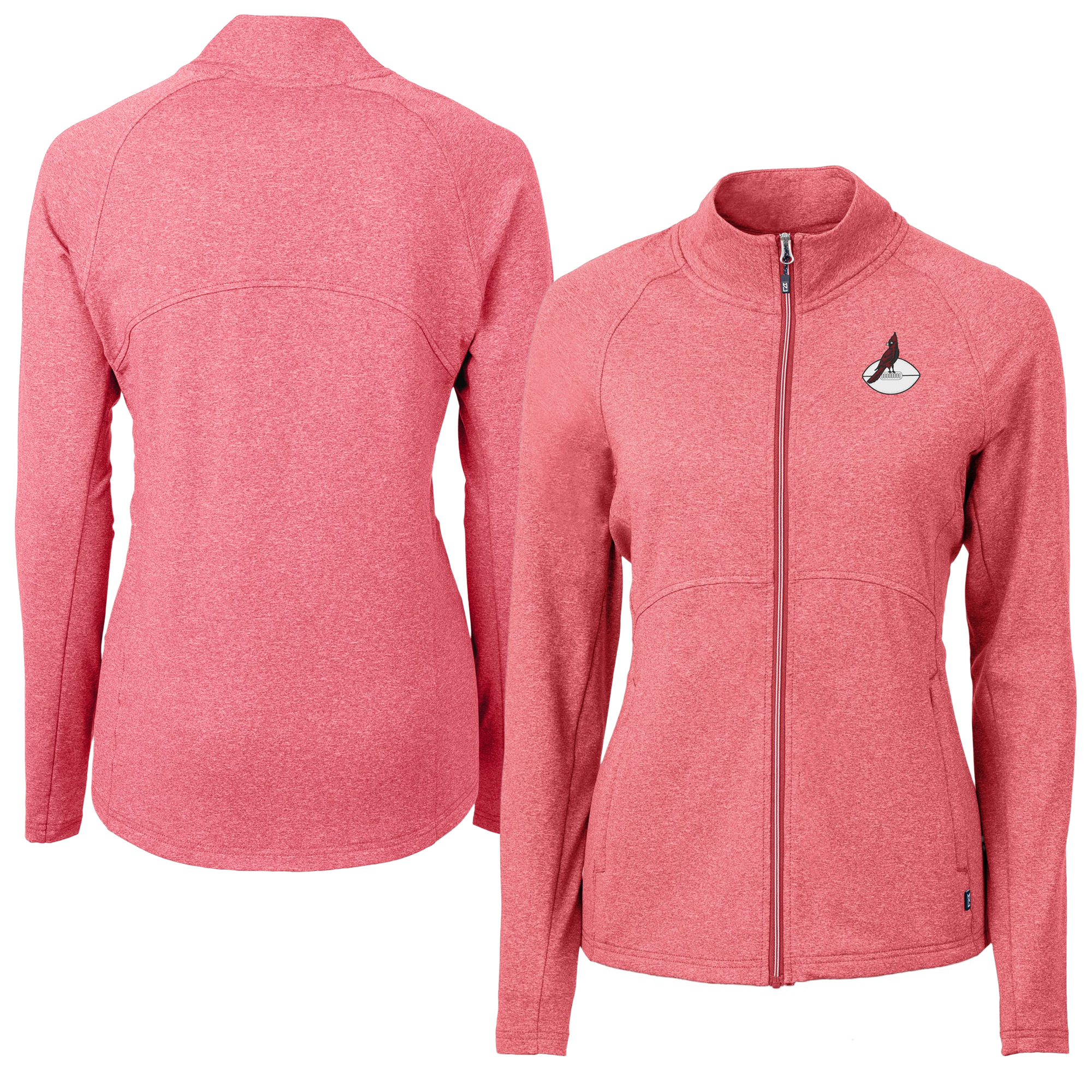 Women's Cutter & Buck Heather Red Arizona Cardinals Adapt Eco Knit Heather Full-Zip Jacket
