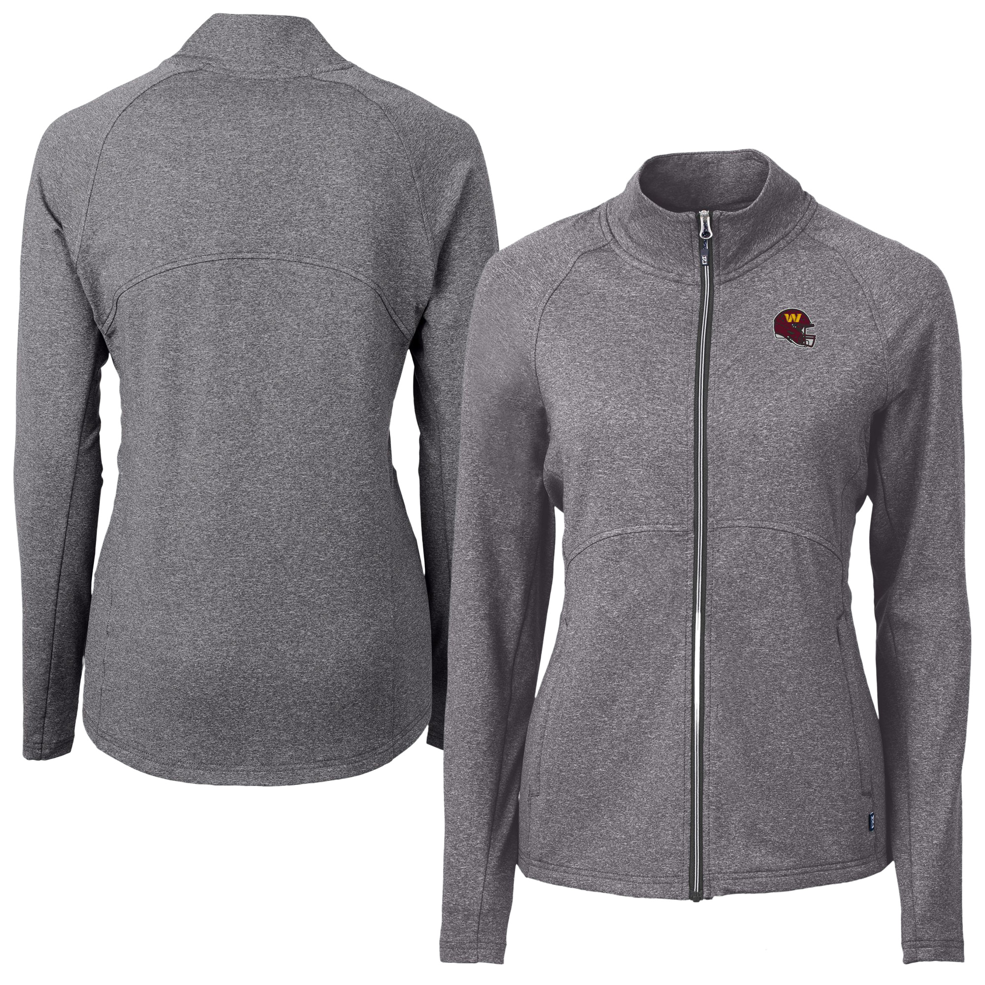 Women's Cutter & Buck Heather Black Washington Commanders Adapt Eco Knit Heather Full-Zip Jacket