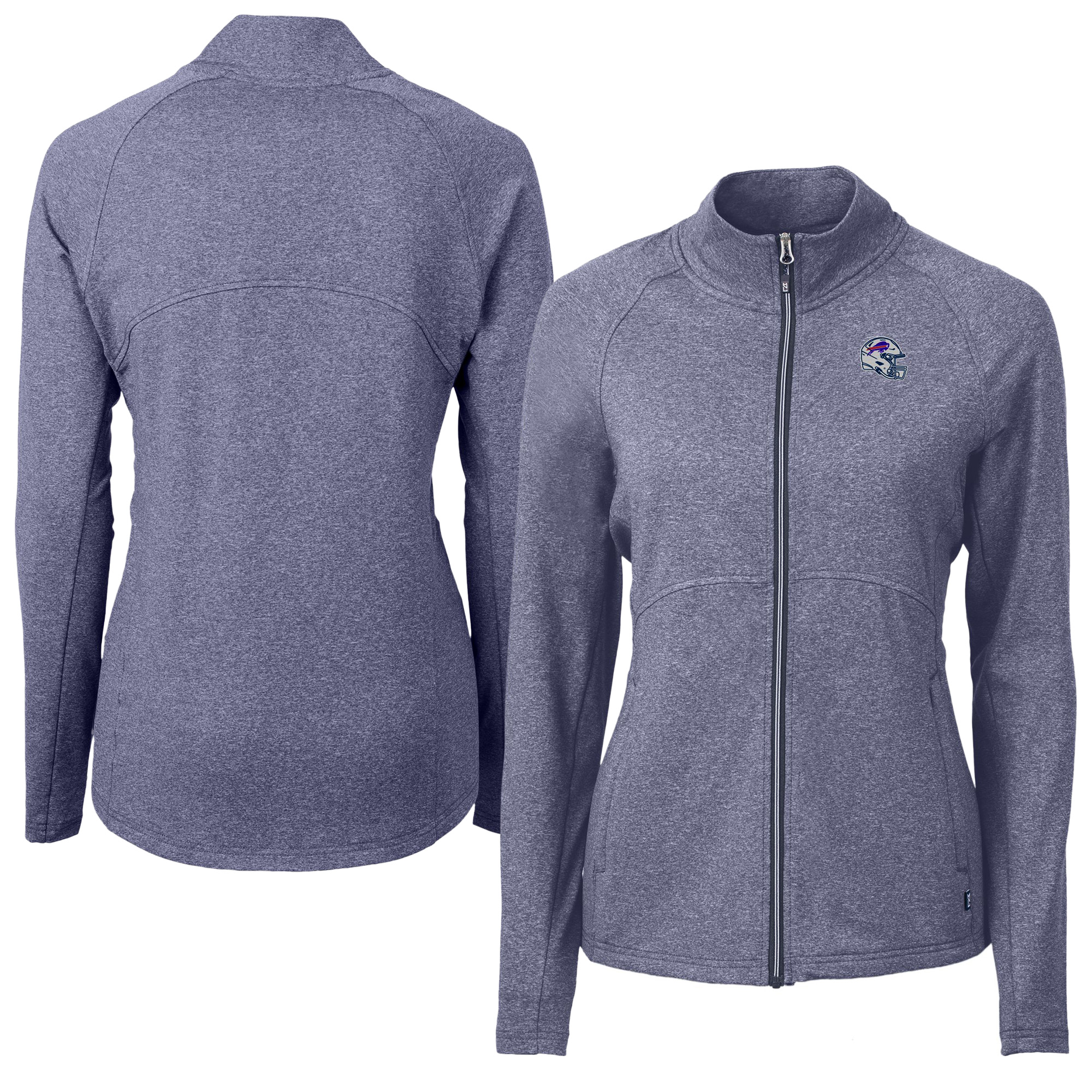 Women's Cutter & Buck Heather Navy Buffalo Bills Adapt Eco Knit Heather Full-Zip Jacket