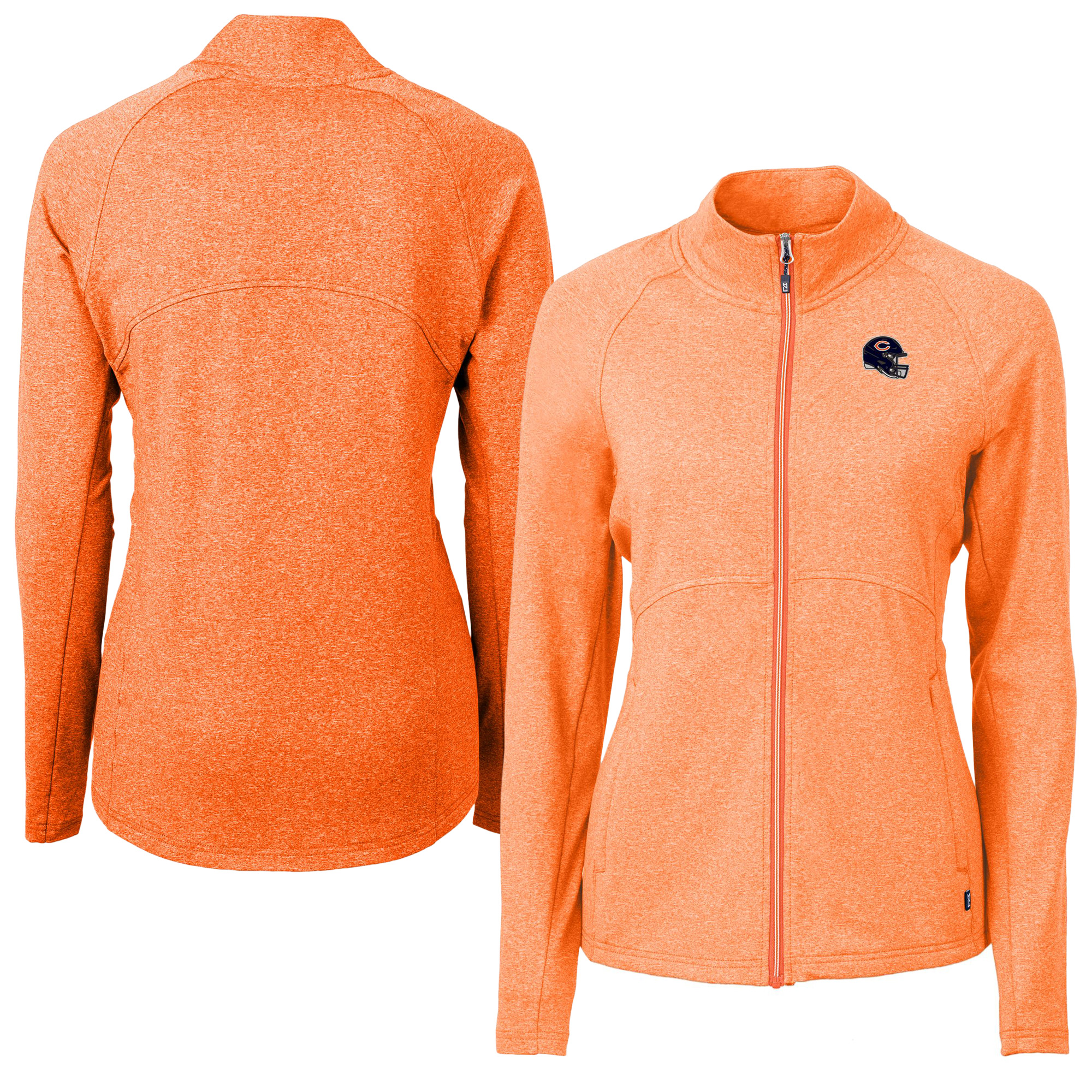 Women's Cutter & Buck Heather Orange Chicago Bears Adapt Eco Knit Heather Full-Zip Jacket