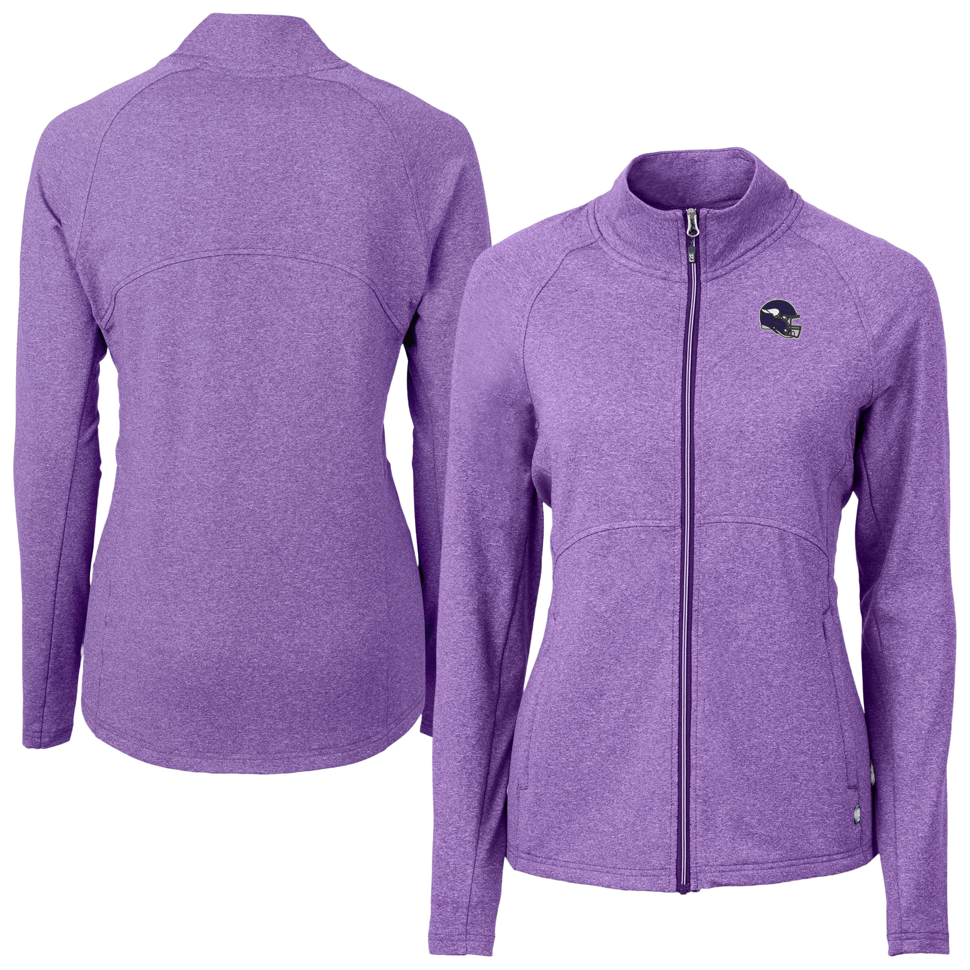 Women's Cutter & Buck Heather Purple Minnesota Vikings Adapt Eco Knit Heather Full-Zip Jacket