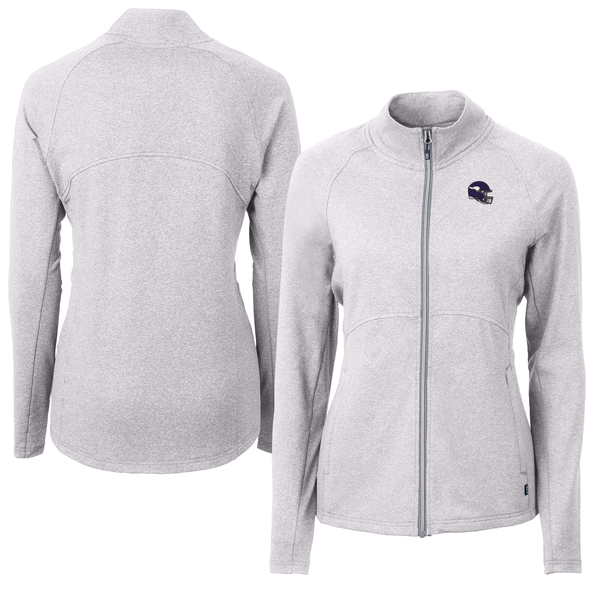 Women's Cutter & Buck Heather Gray Minnesota Vikings Adapt Eco Knit Heather Full-Zip Jacket
