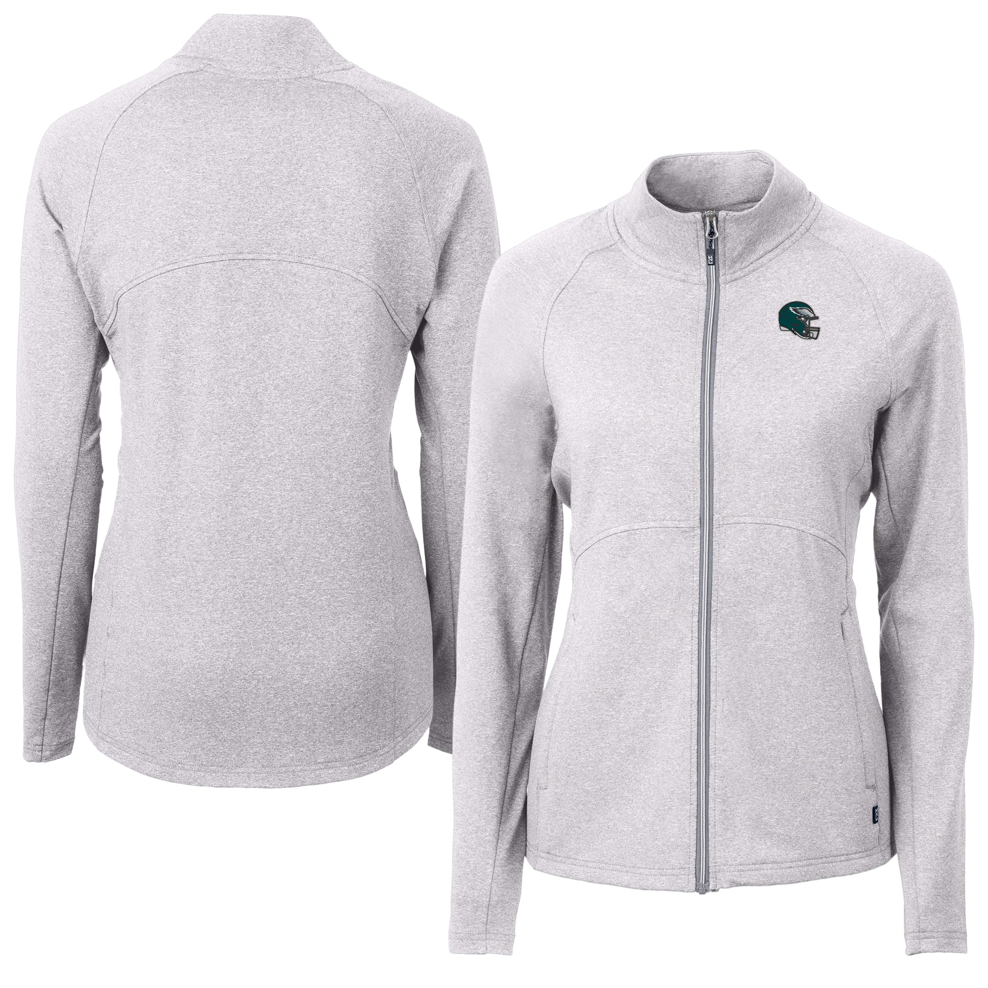 Women's Cutter & Buck Heather Gray Philadelphia Eagles Adapt Eco Knit Heather Full-Zip Jacket