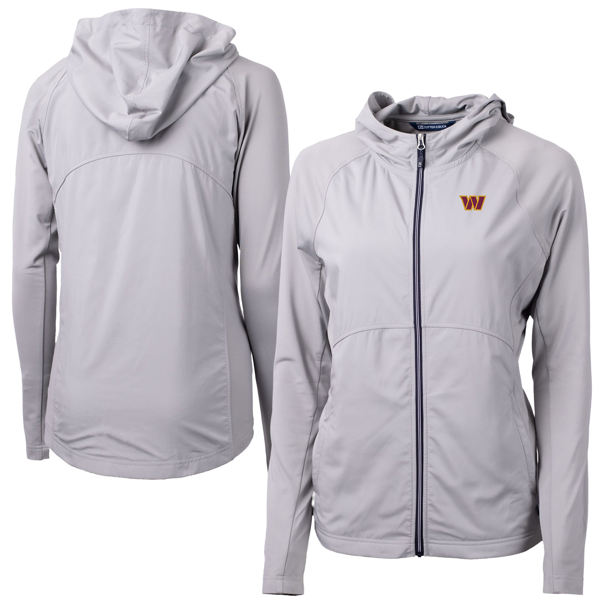 Women's Cutter & Buck Gray Washington Commanders Primary Adapt Eco Knit Hybrid Recycled Full-Zip Jacket
