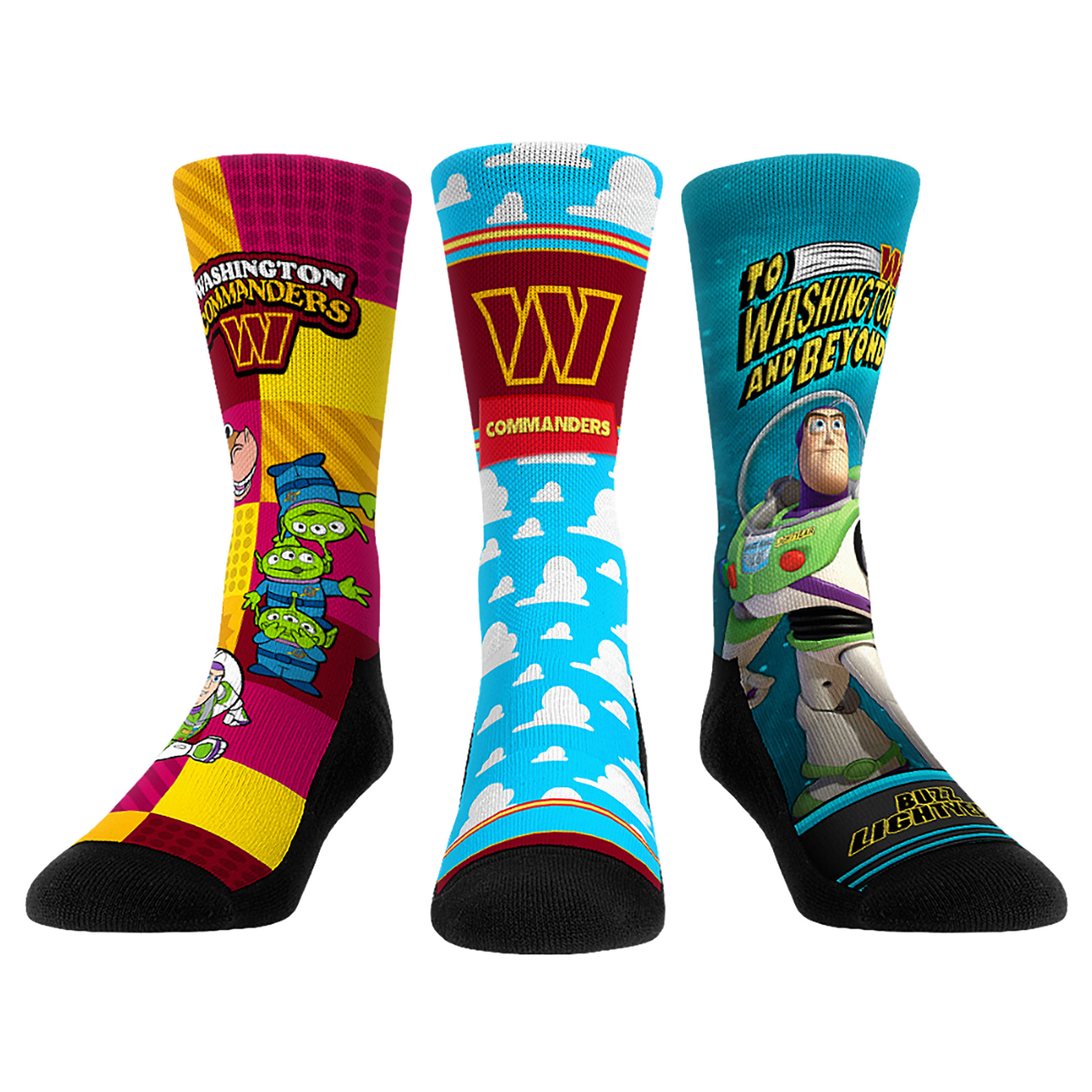 Unisex Rock Em Washington Commanders Toy Story 3-Pack Crew Socks