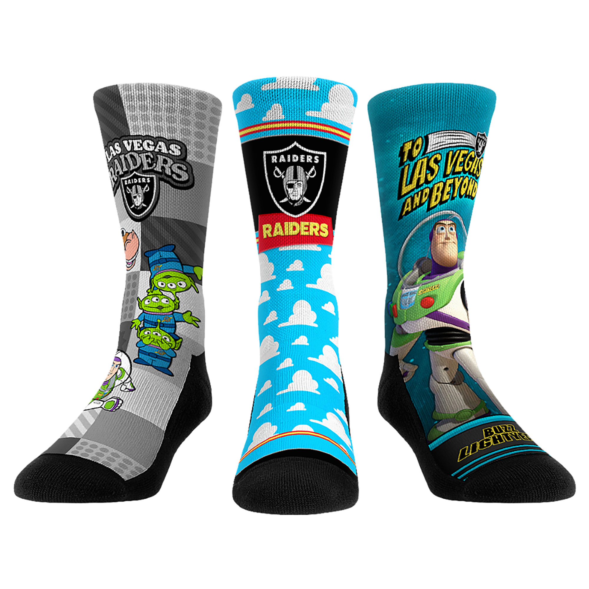 Unisex Rock Em Las Vegas Raiders Toy Story 3-Pack Crew Socks