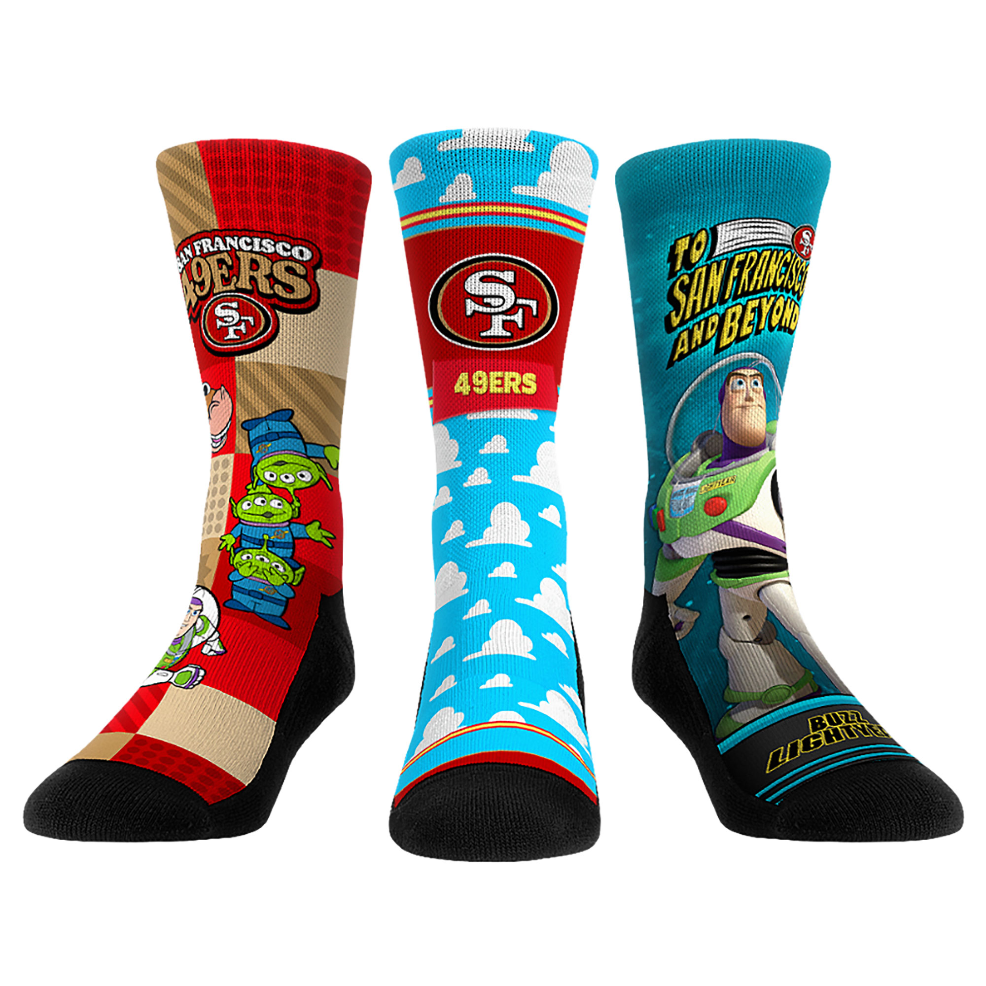 Unisex Rock Em San Francisco 49ers Toy Story 3-Pack Crew Socks